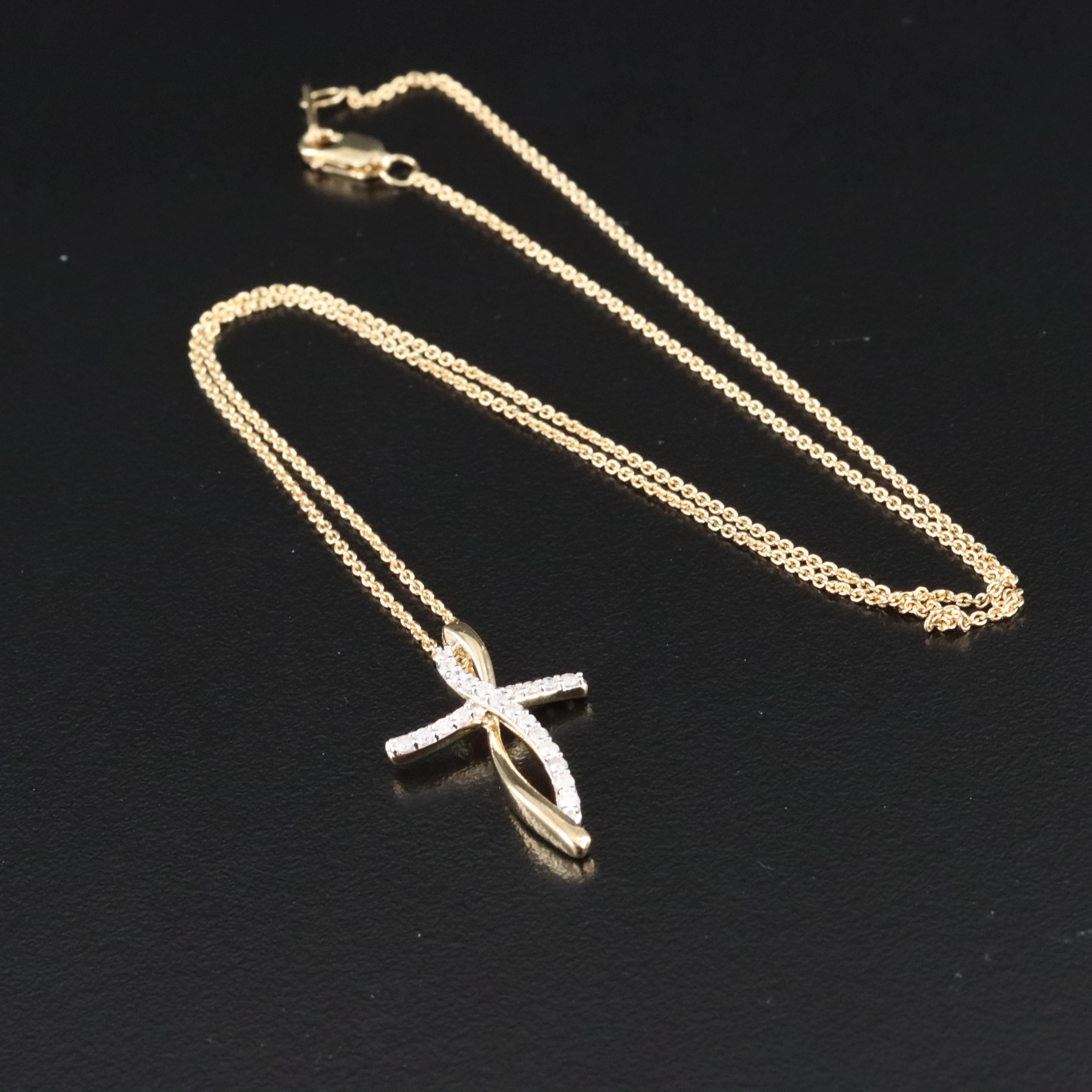 Sterling Diamond Cross Pendant Necklace