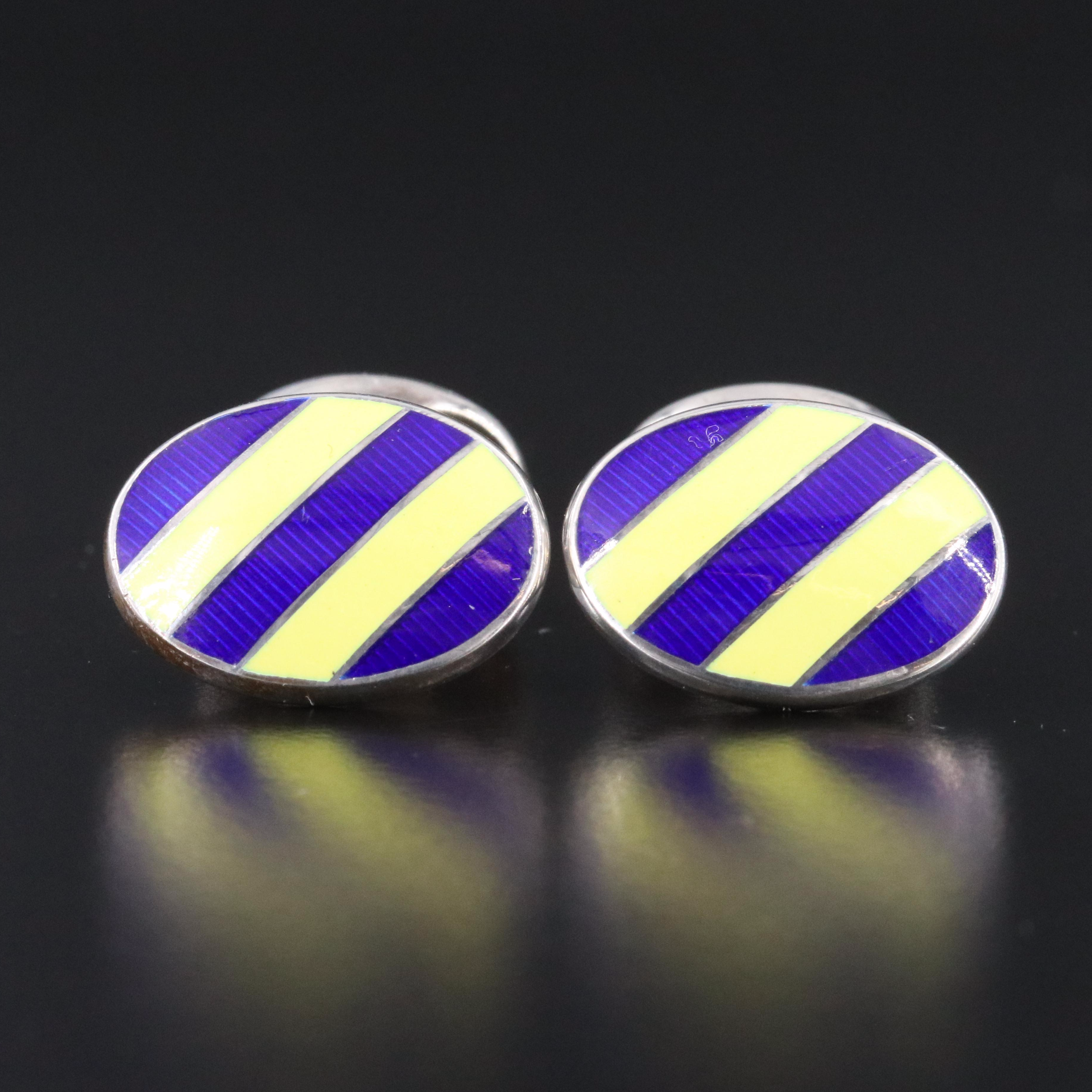 Deakin & Francis Sterling Enamel Striped Cufflinks