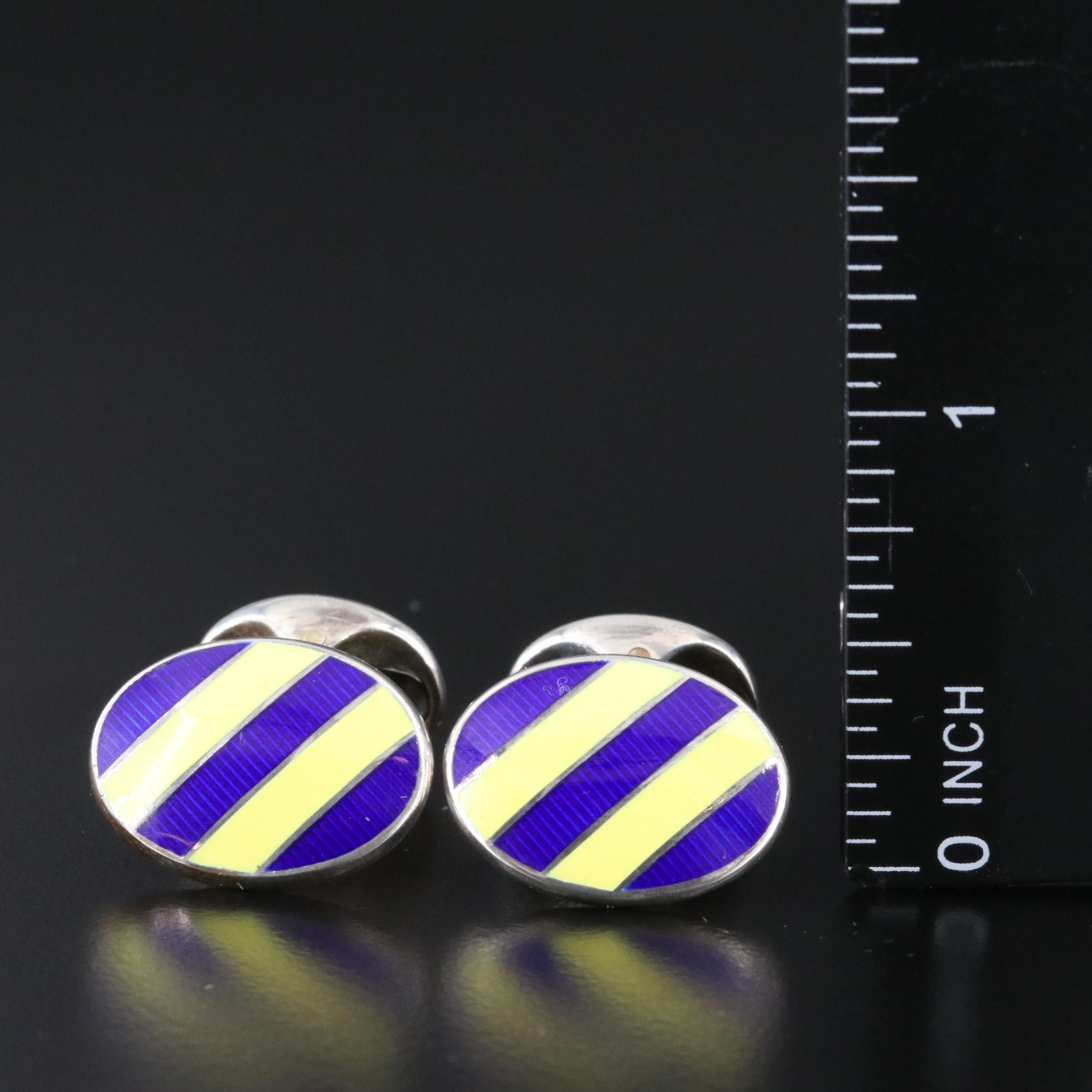 Deakin & Francis Sterling Enamel Striped Cufflinks