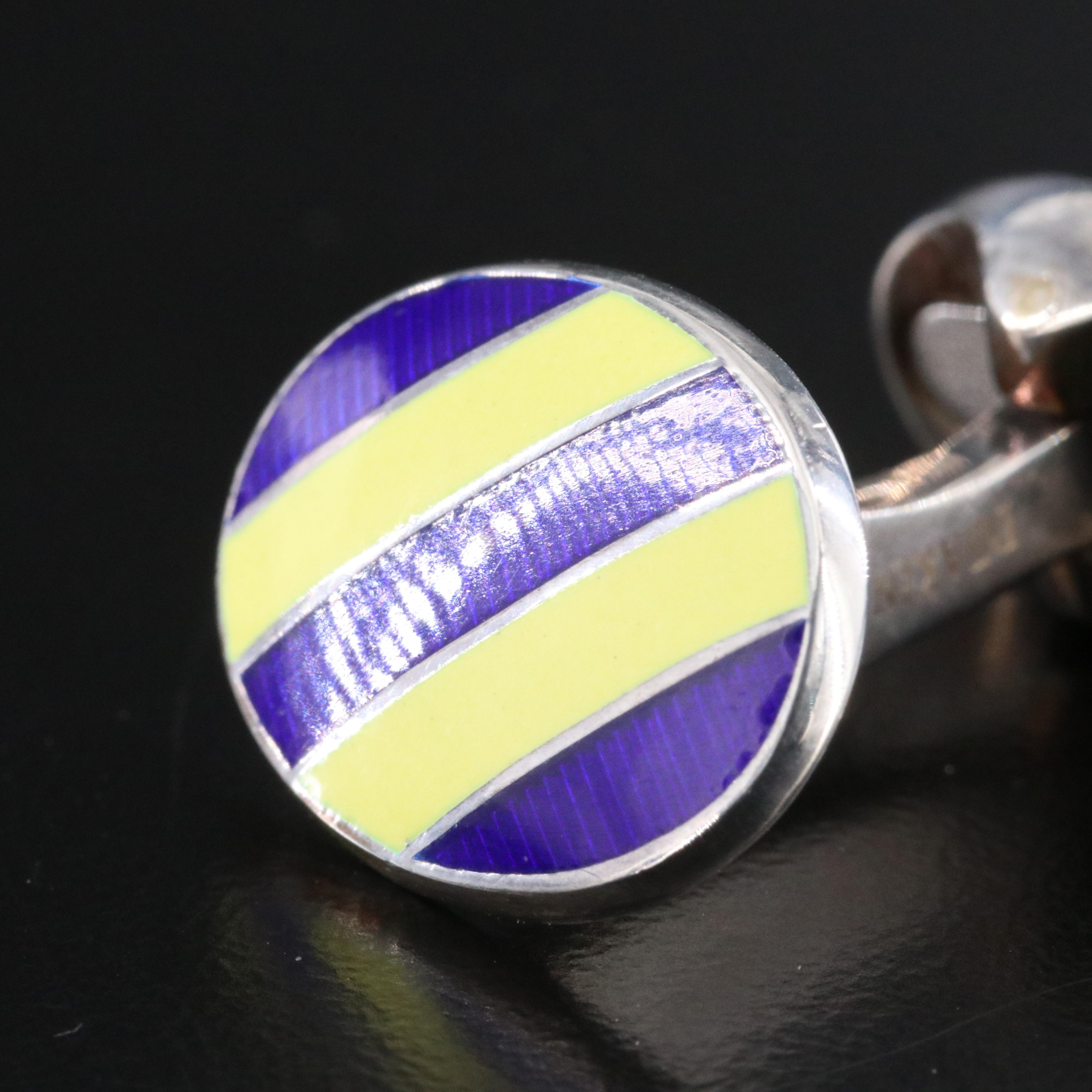 Deakin & Francis Sterling Enamel Striped Cufflinks