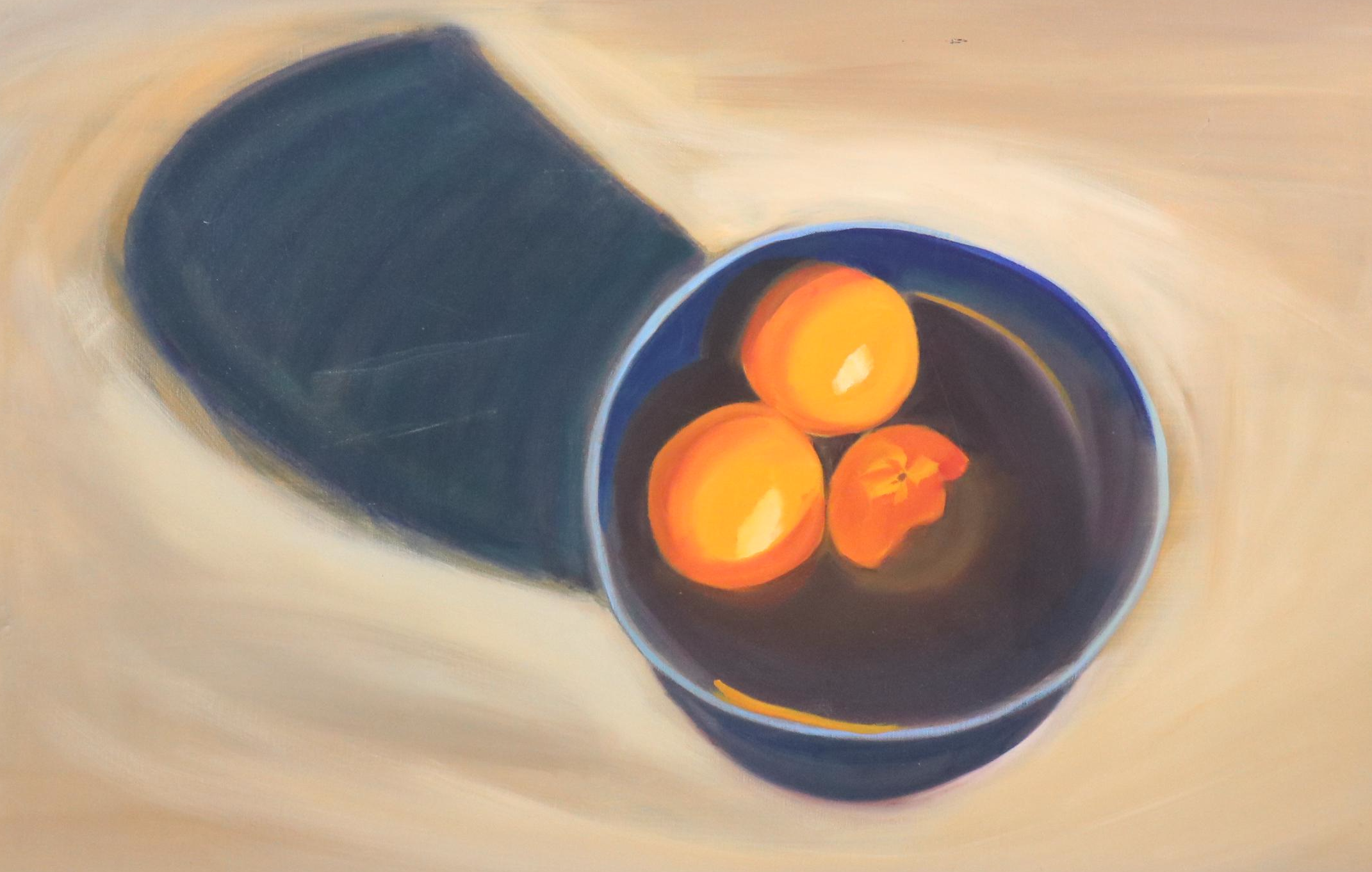 Barbara Quinn Still Life Oil Painting "Oranges in a Blue Bowl"