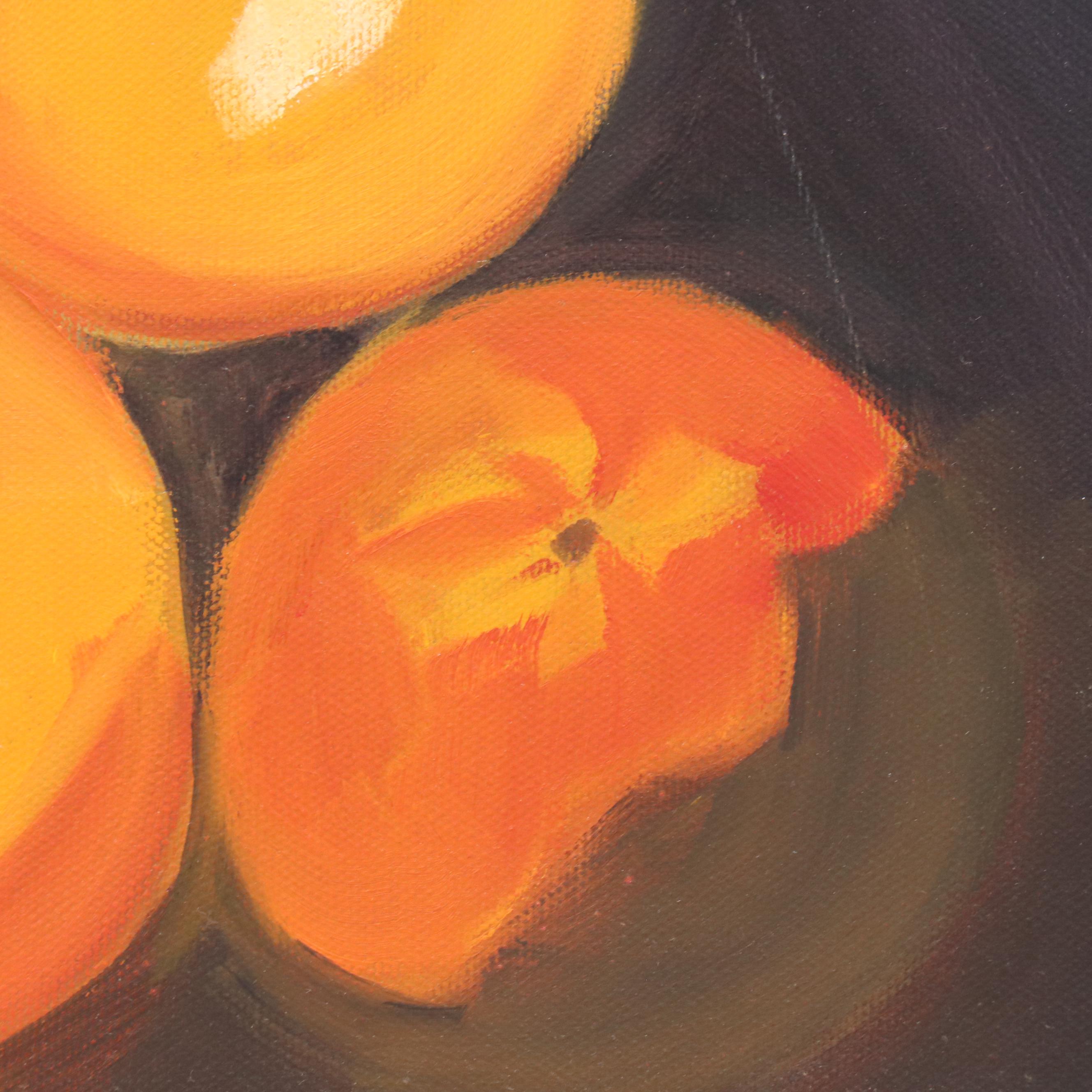 Barbara Quinn Still Life Oil Painting "Oranges in a Blue Bowl"