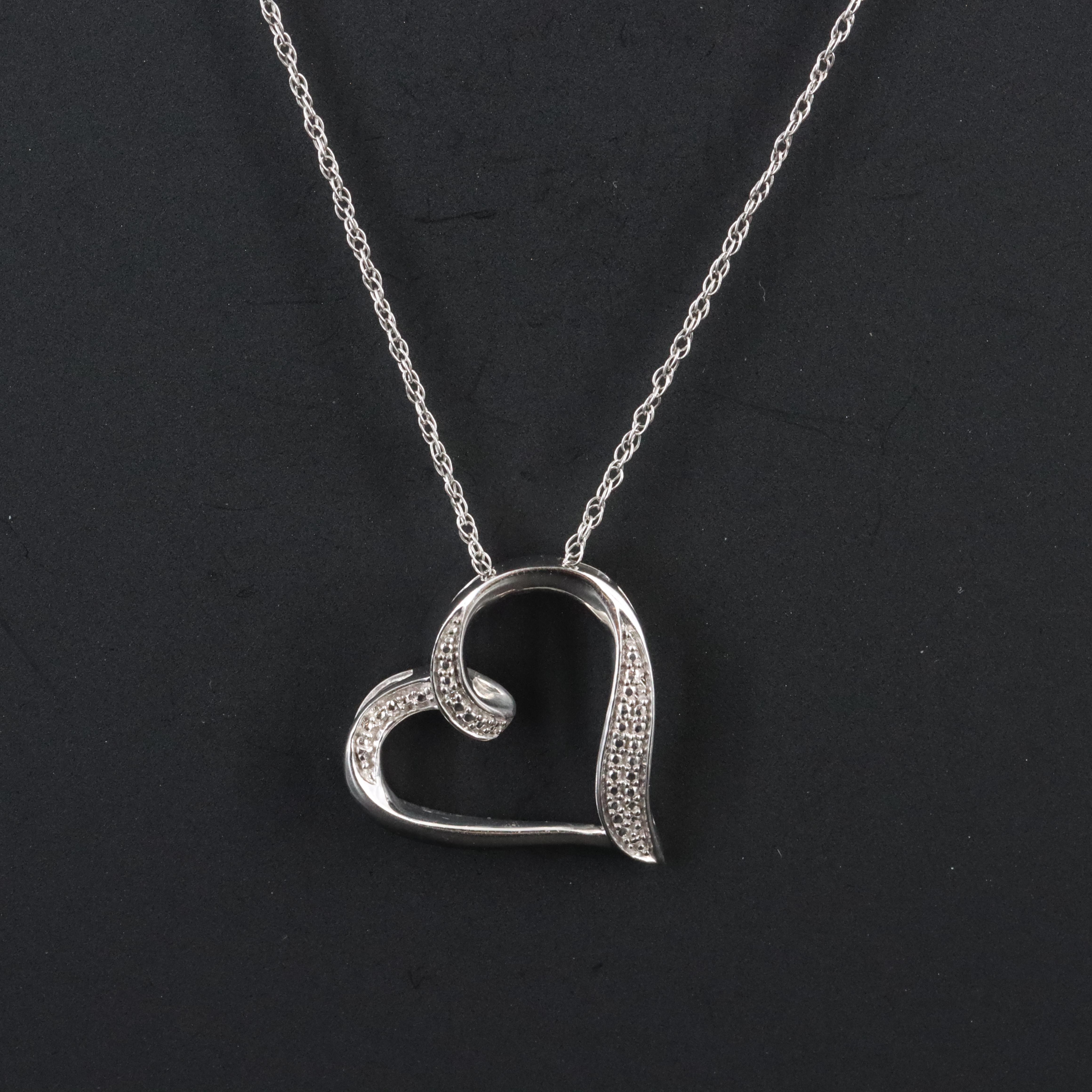 Sterling CZ Heart Pendant Necklace
