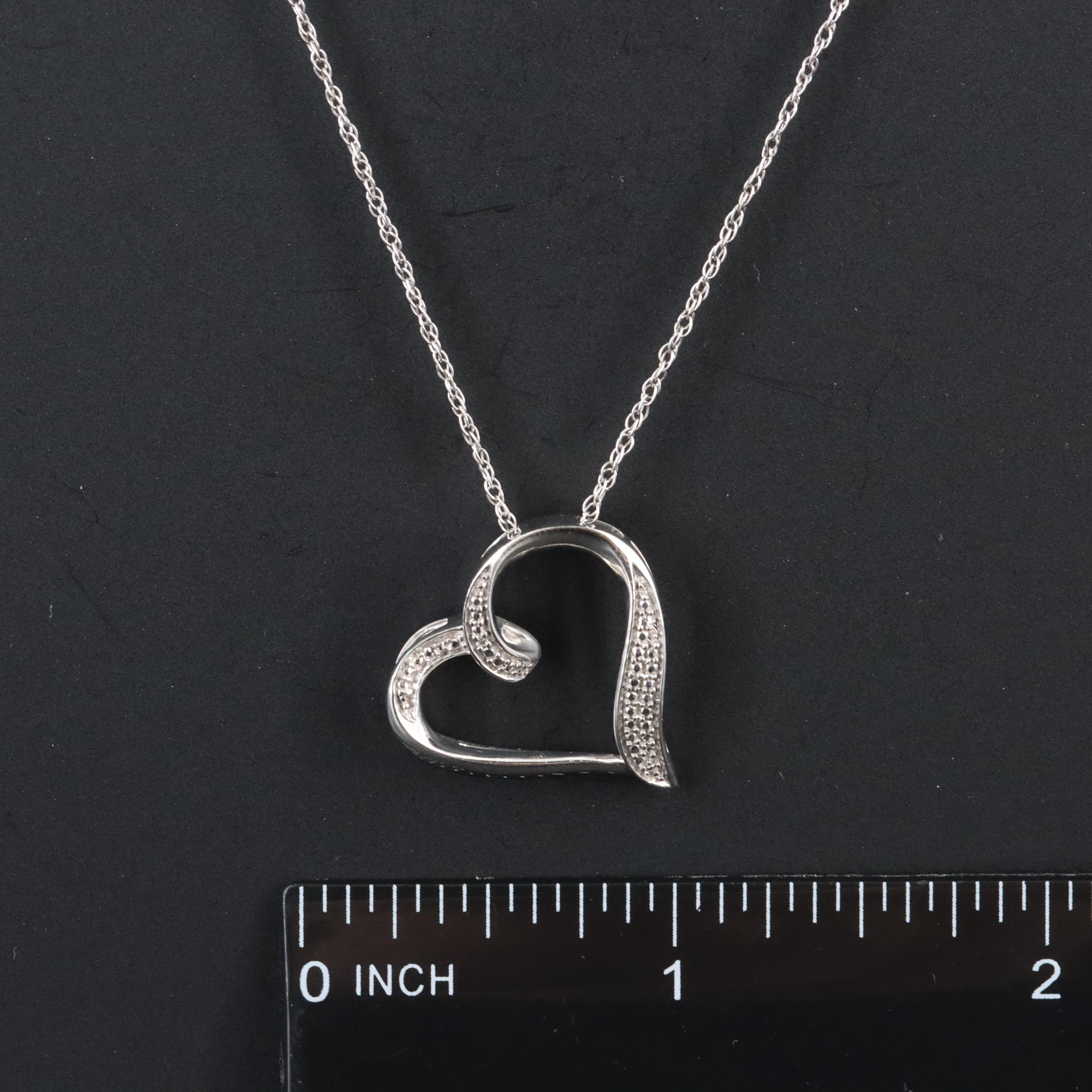 Sterling CZ Heart Pendant Necklace