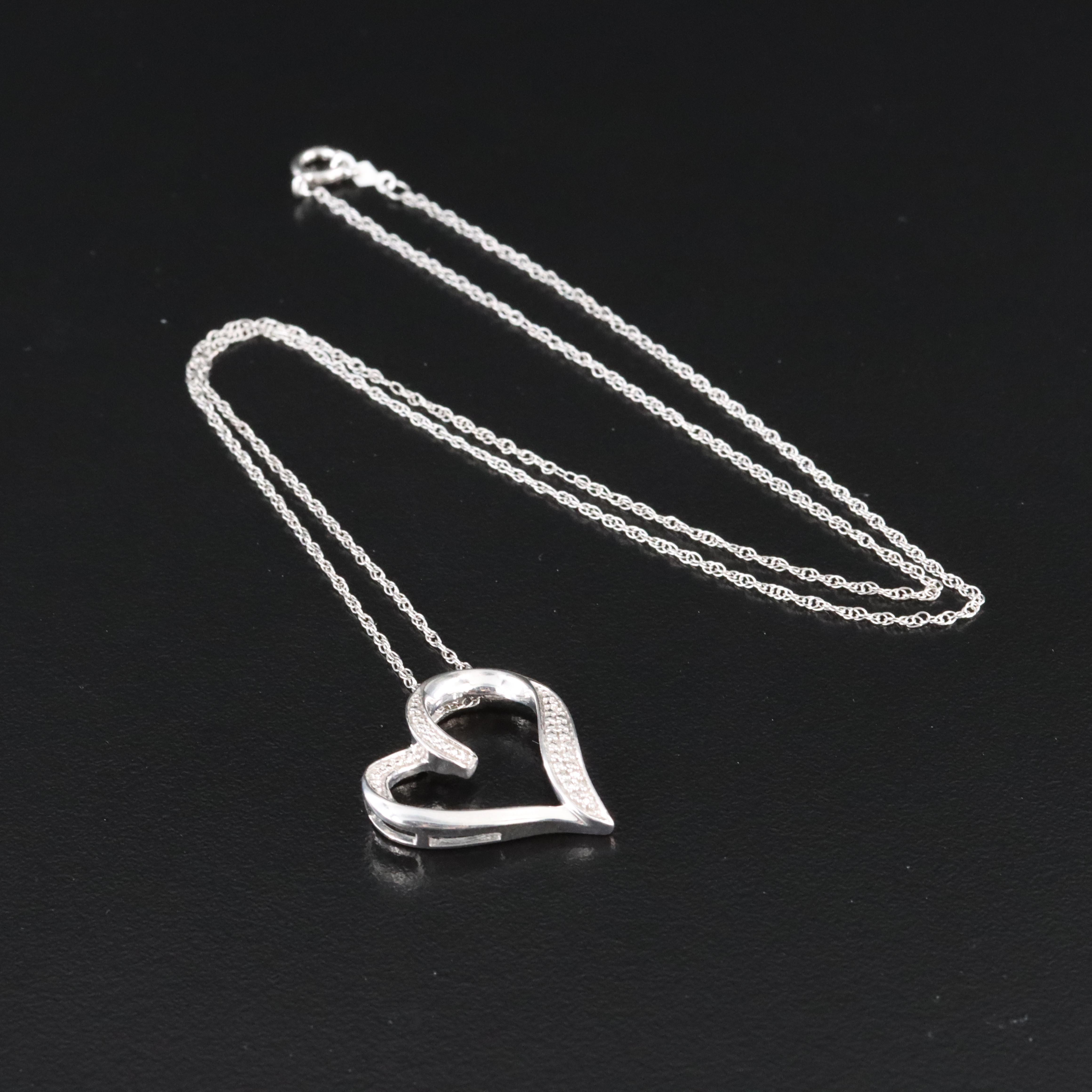 Sterling CZ Heart Pendant Necklace
