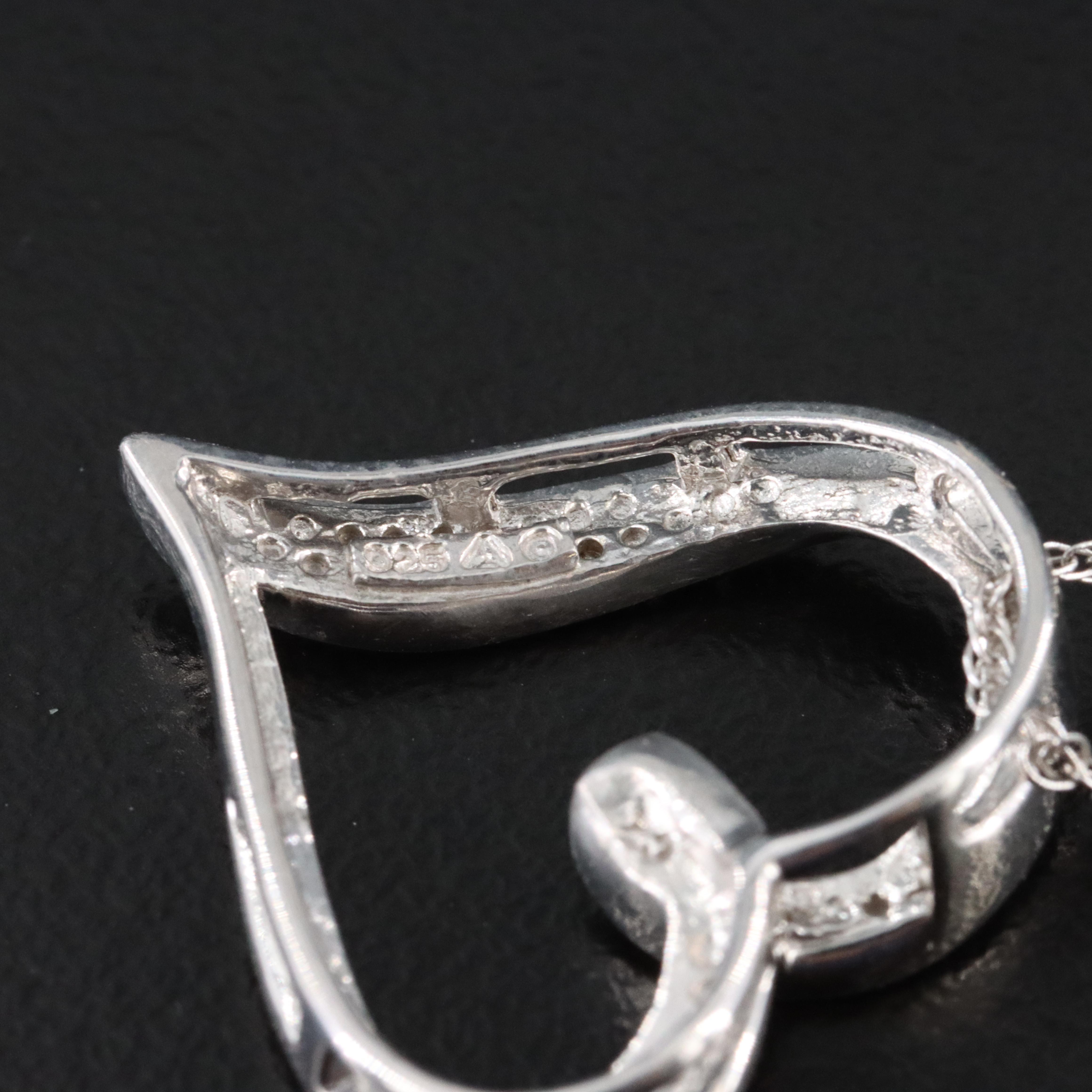 Sterling CZ Heart Pendant Necklace