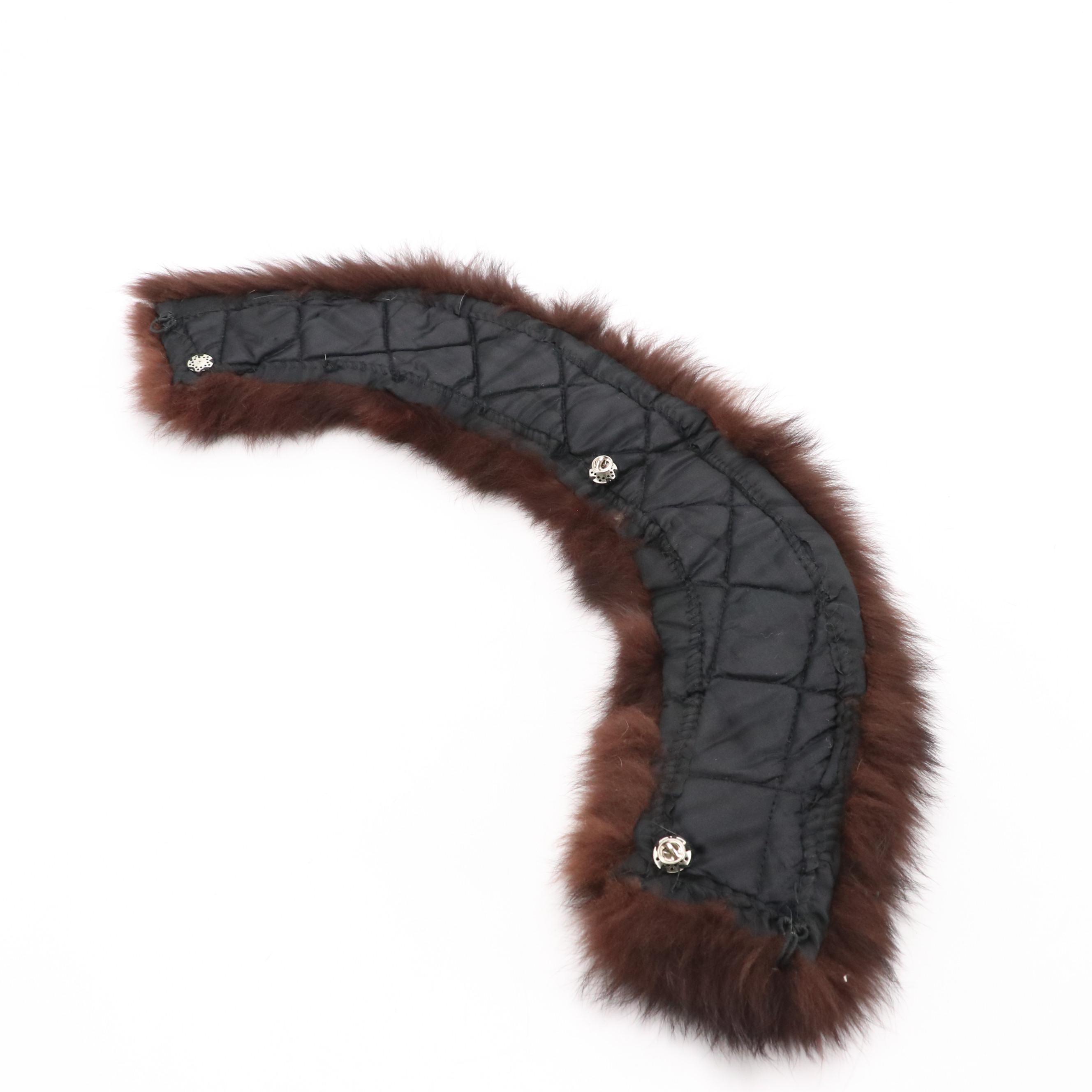 White Rabbit Fur Muff Hand Warmer with Fox Fur and Mink Fur Collars