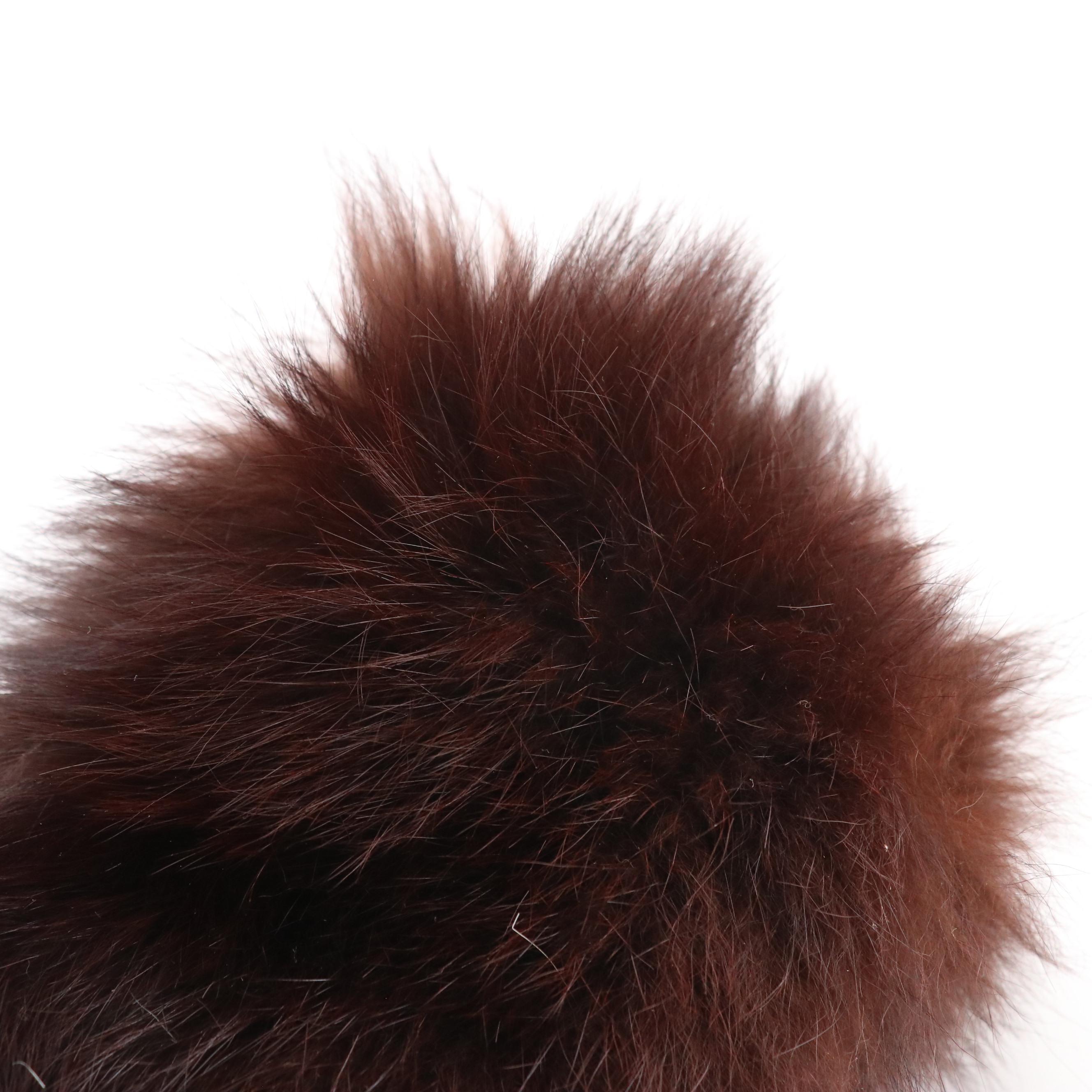 White Rabbit Fur Muff Hand Warmer with Fox Fur and Mink Fur Collars