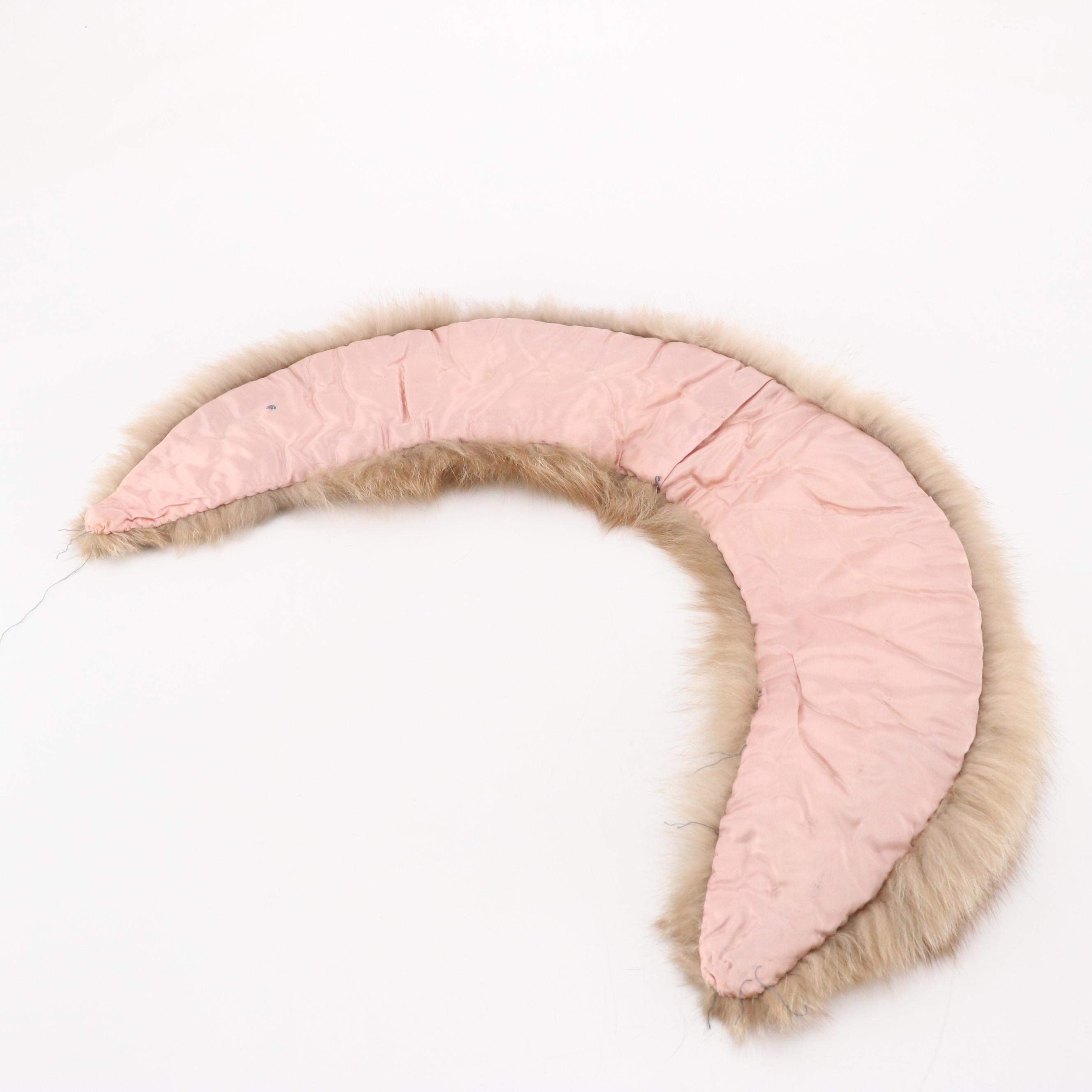 White Rabbit Fur Muff Hand Warmer with Fox Fur and Mink Fur Collars