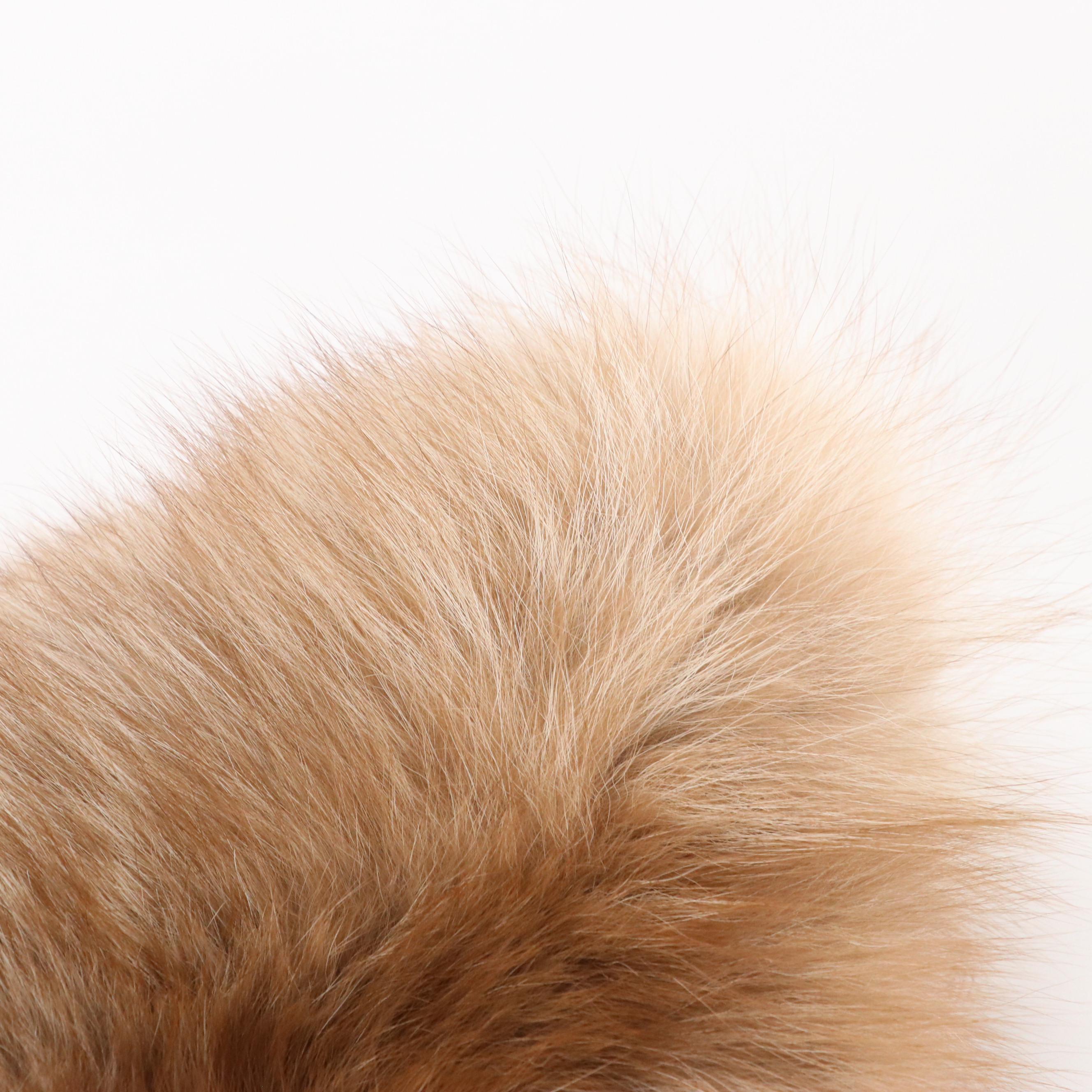 White Rabbit Fur Muff Hand Warmer with Fox Fur and Mink Fur Collars