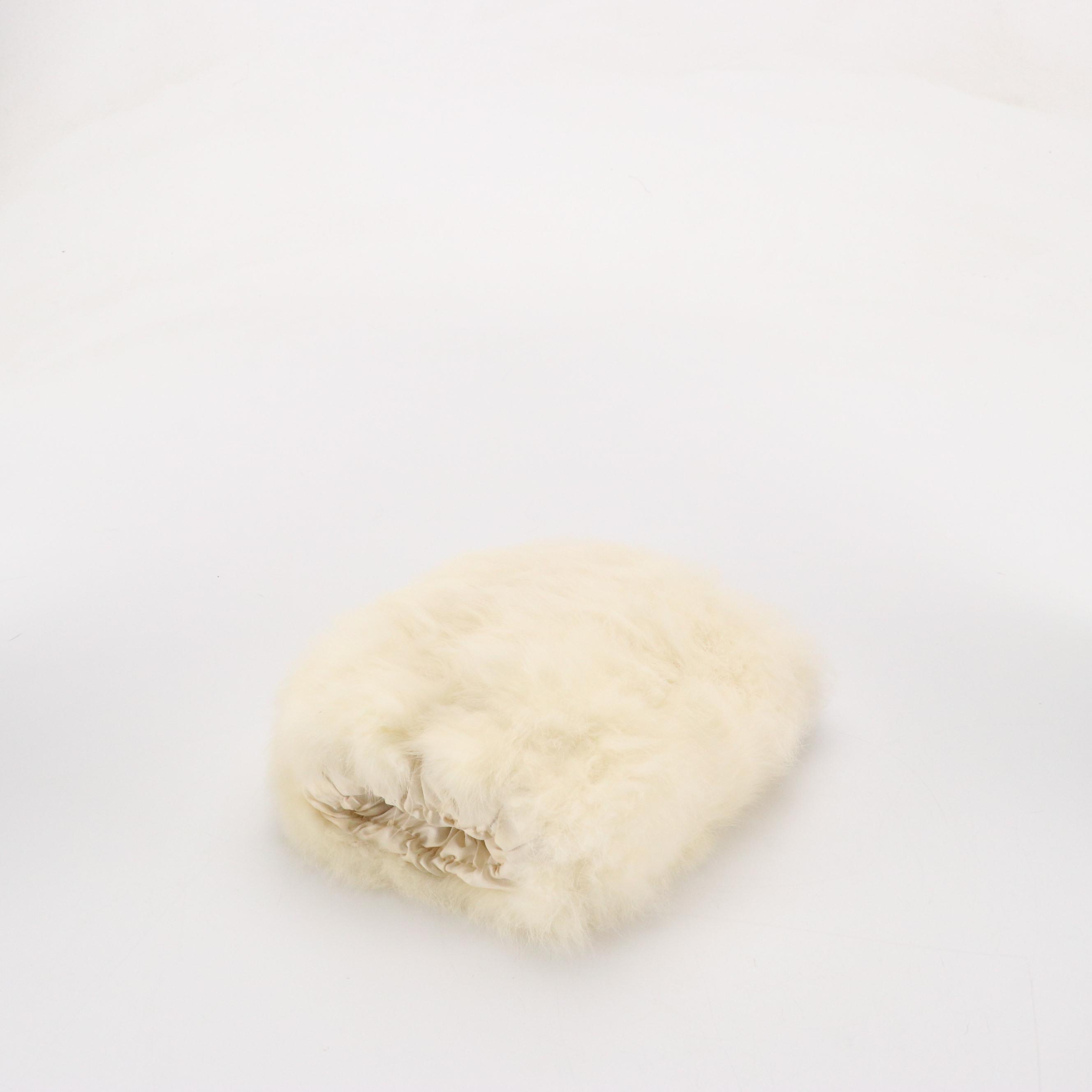 White Rabbit Fur Muff Hand Warmer with Fox Fur and Mink Fur Collars