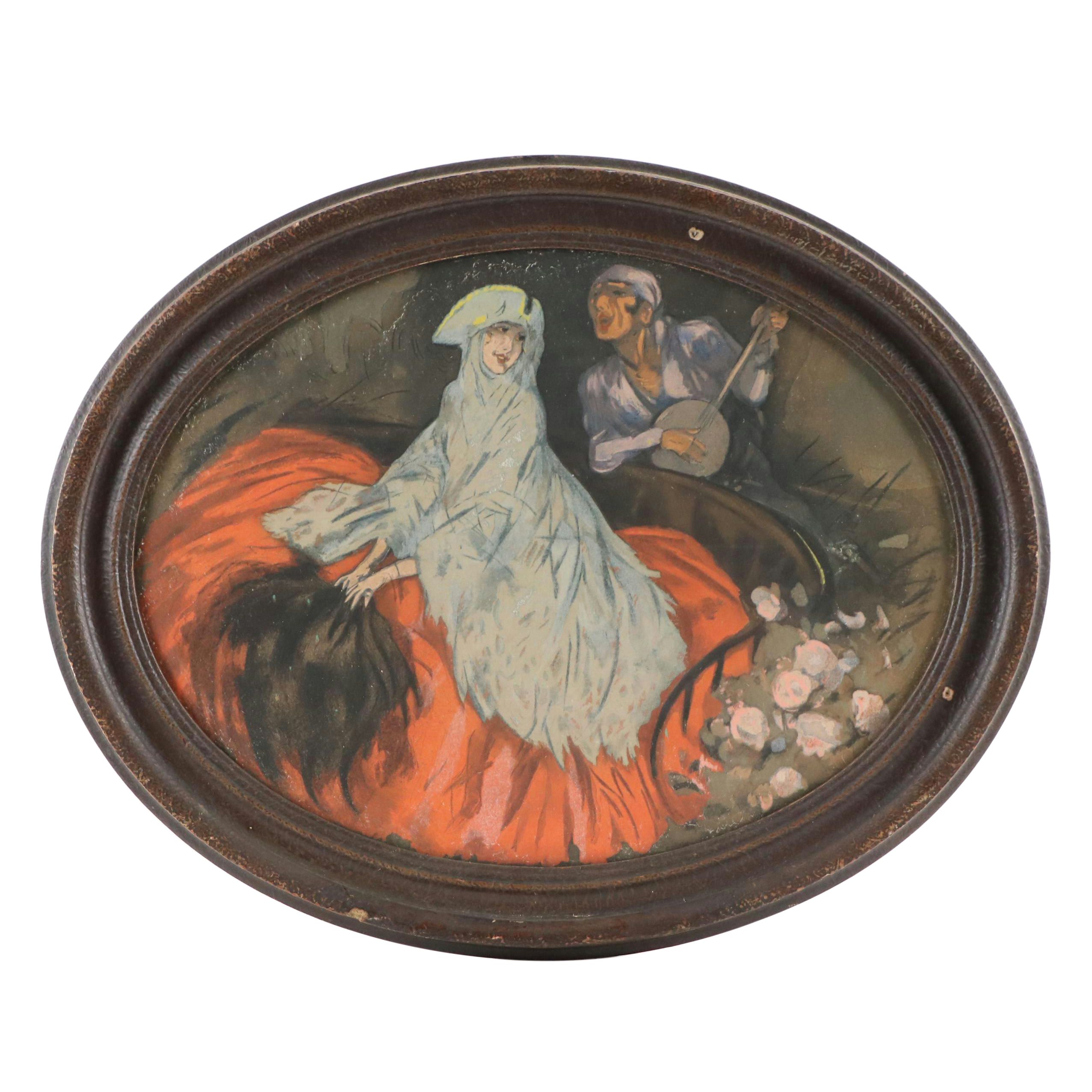 Marcel Bloch Aquatint Etching À la Poupée of Dancer and Lute Player