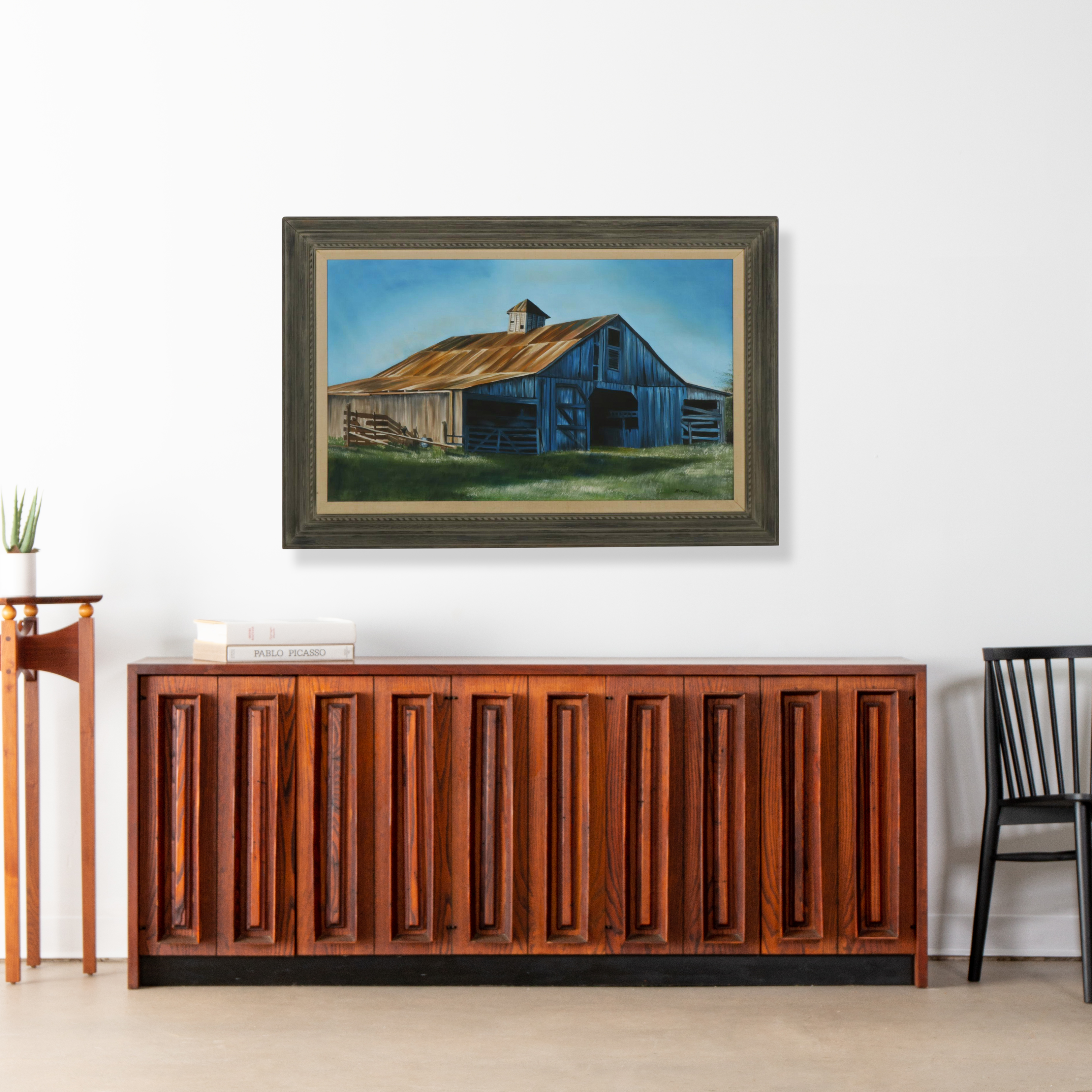 Robert Reed Oil Painting of Harmon Family Barnyard Facade, 1971