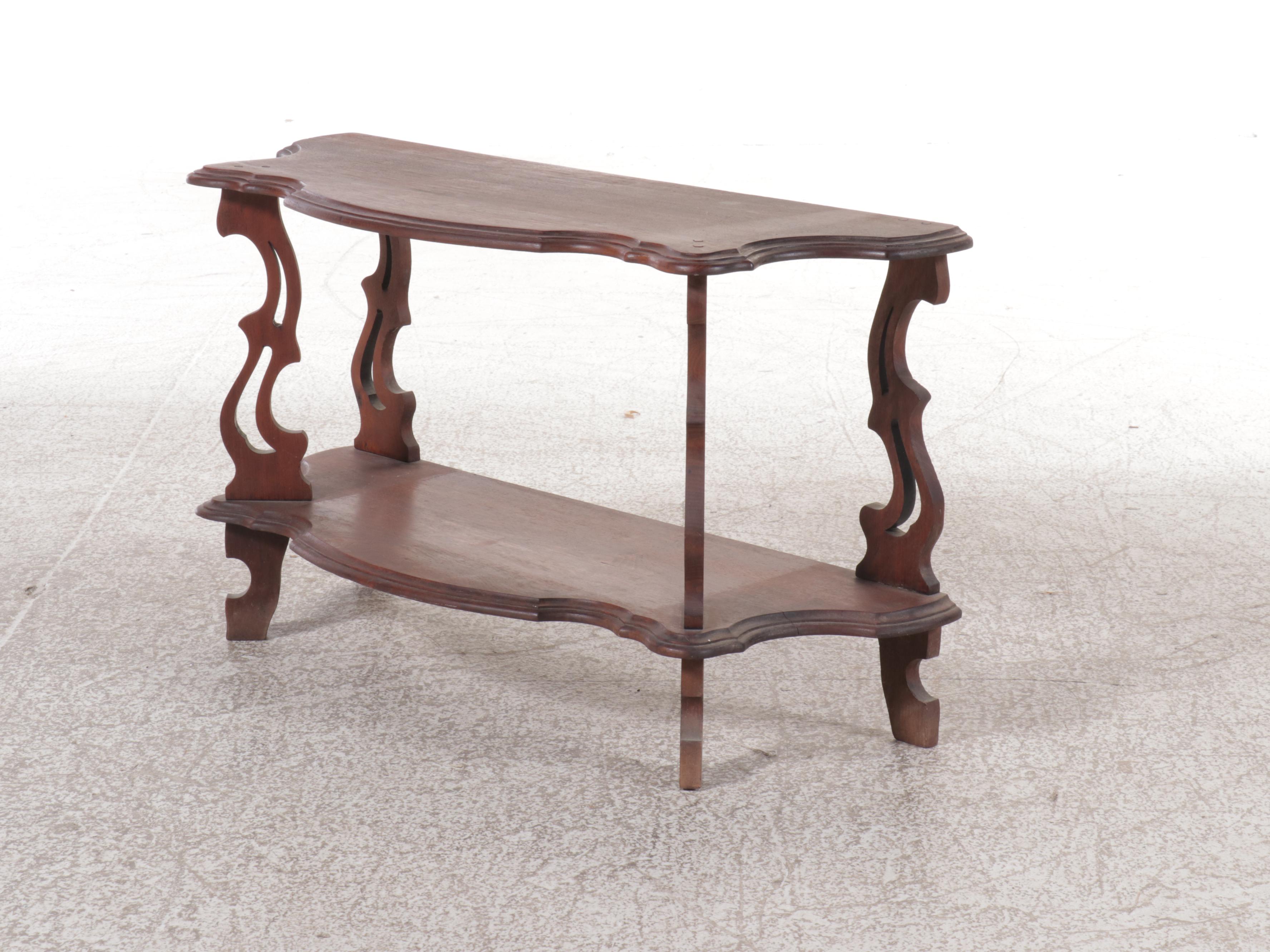 Victorian Mahogany Two-Tiered Console Table, Early to Mid-20th Century