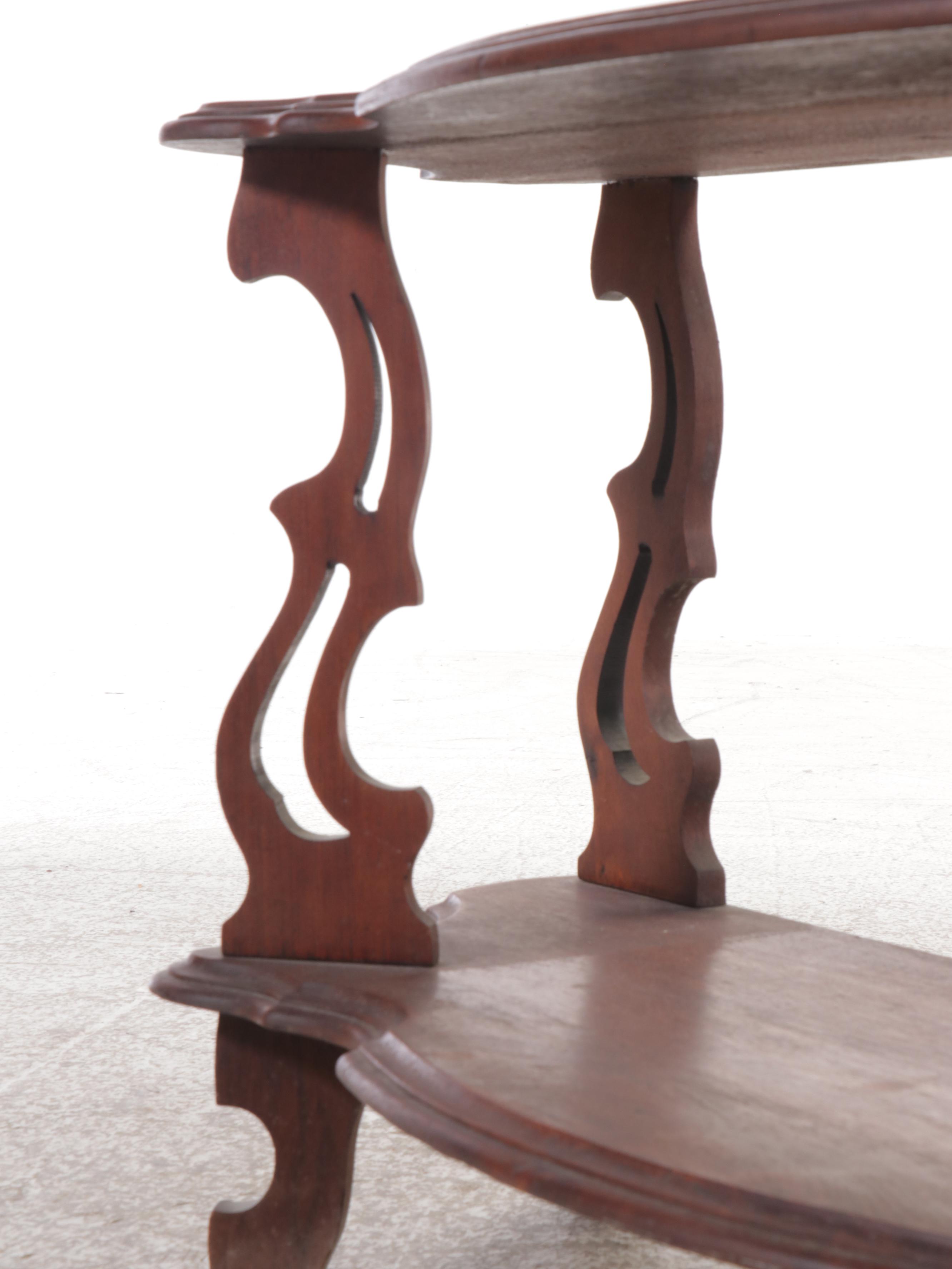 Victorian Mahogany Two-Tiered Console Table, Early to Mid-20th Century