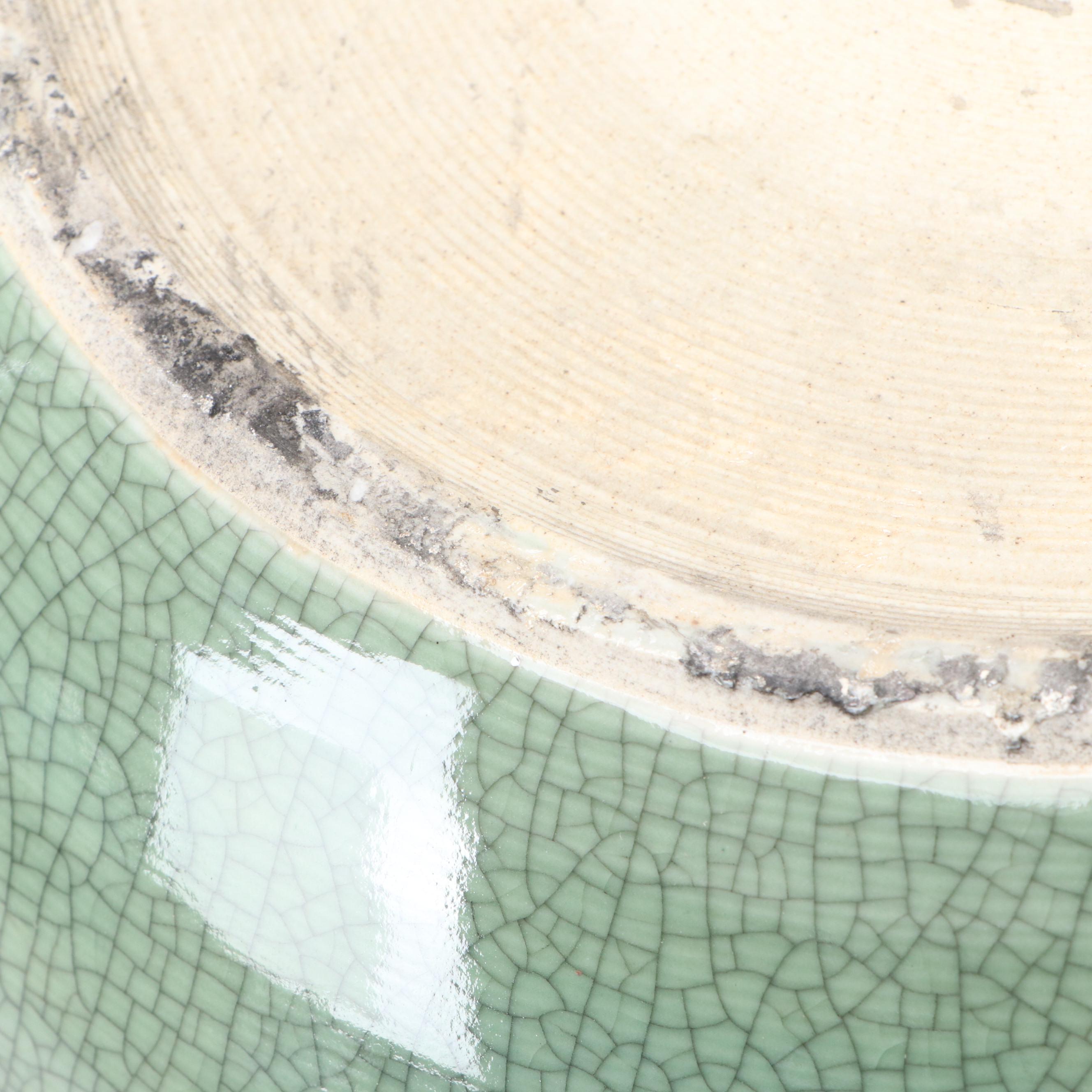 Green Ceramic Crackle Glaze Bowl