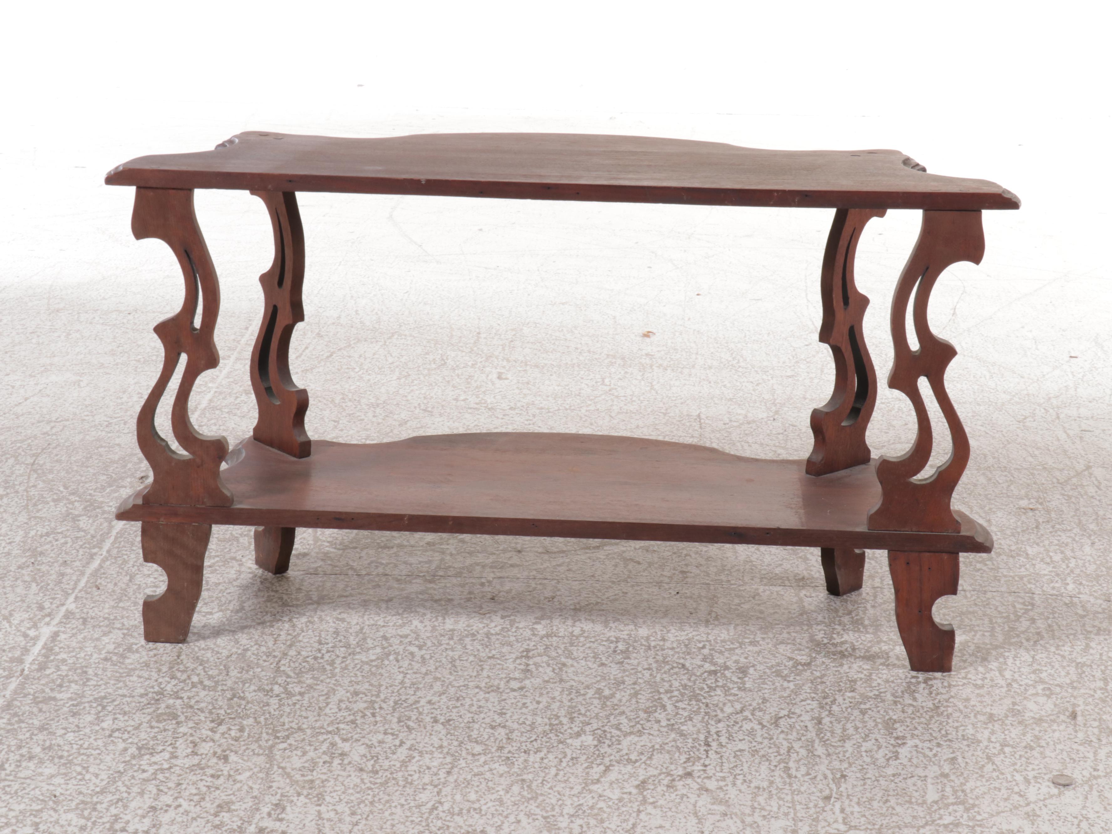 Victorian Mahogany Two-Tiered Console Table, Early to Mid-20th Century