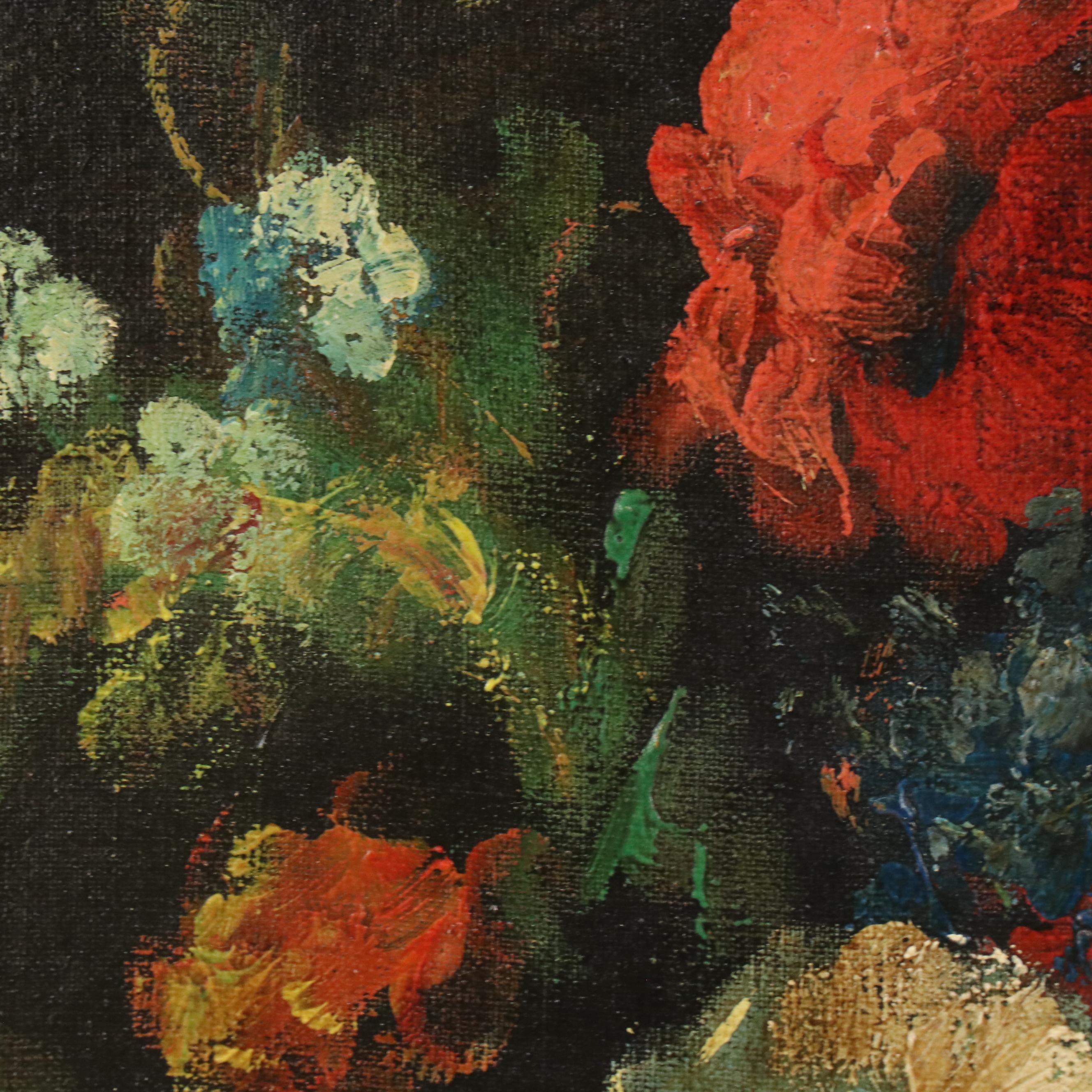 Italian School Floral Still Life Oil Painting, Mid-20th Century