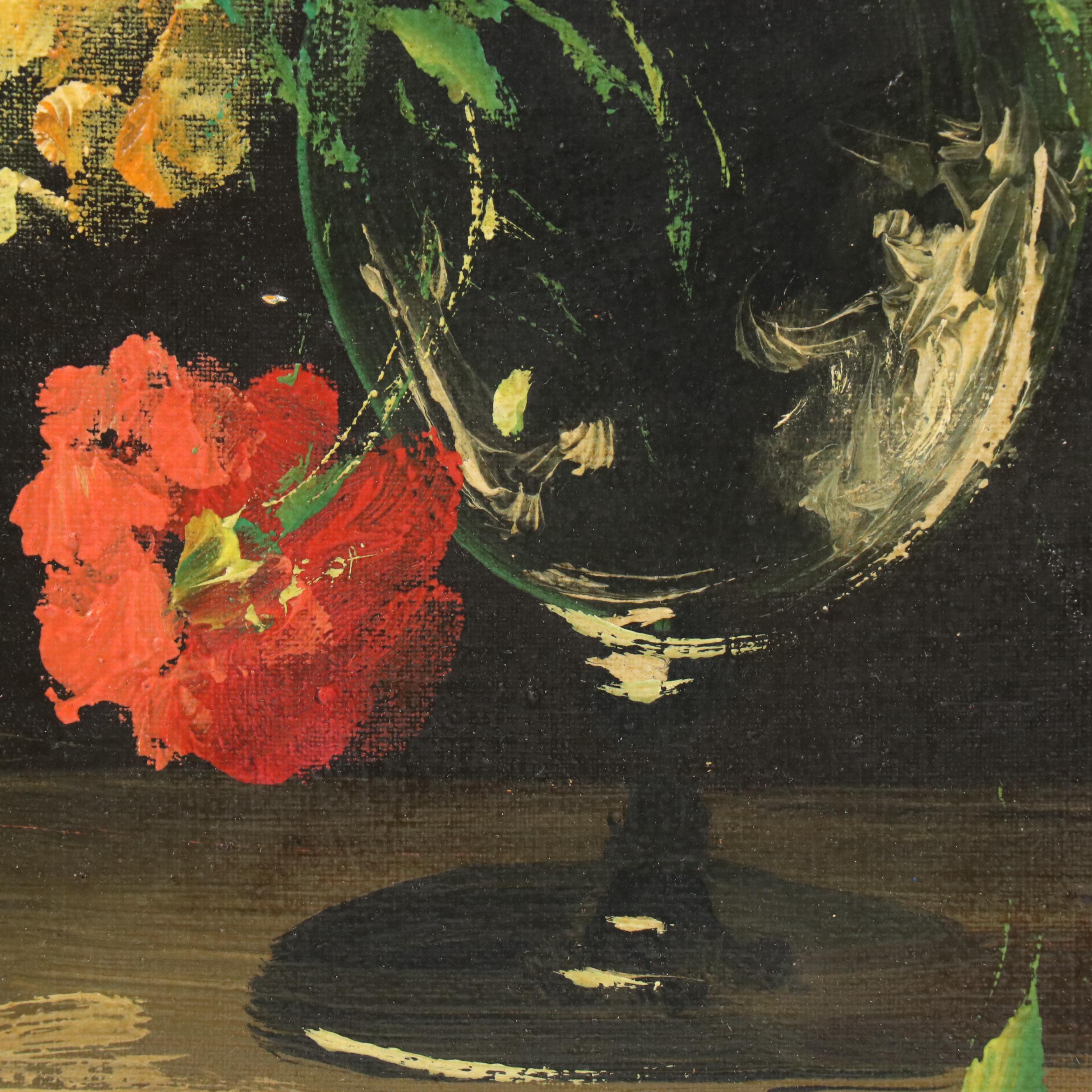 Italian School Floral Still Life Oil Painting, Mid-20th Century