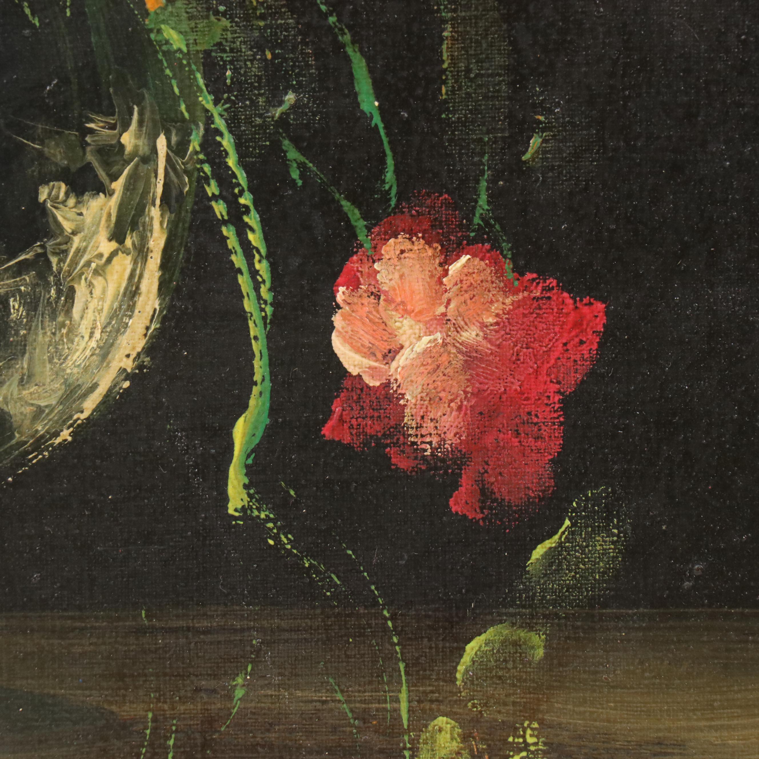 Italian School Floral Still Life Oil Painting, Mid-20th Century