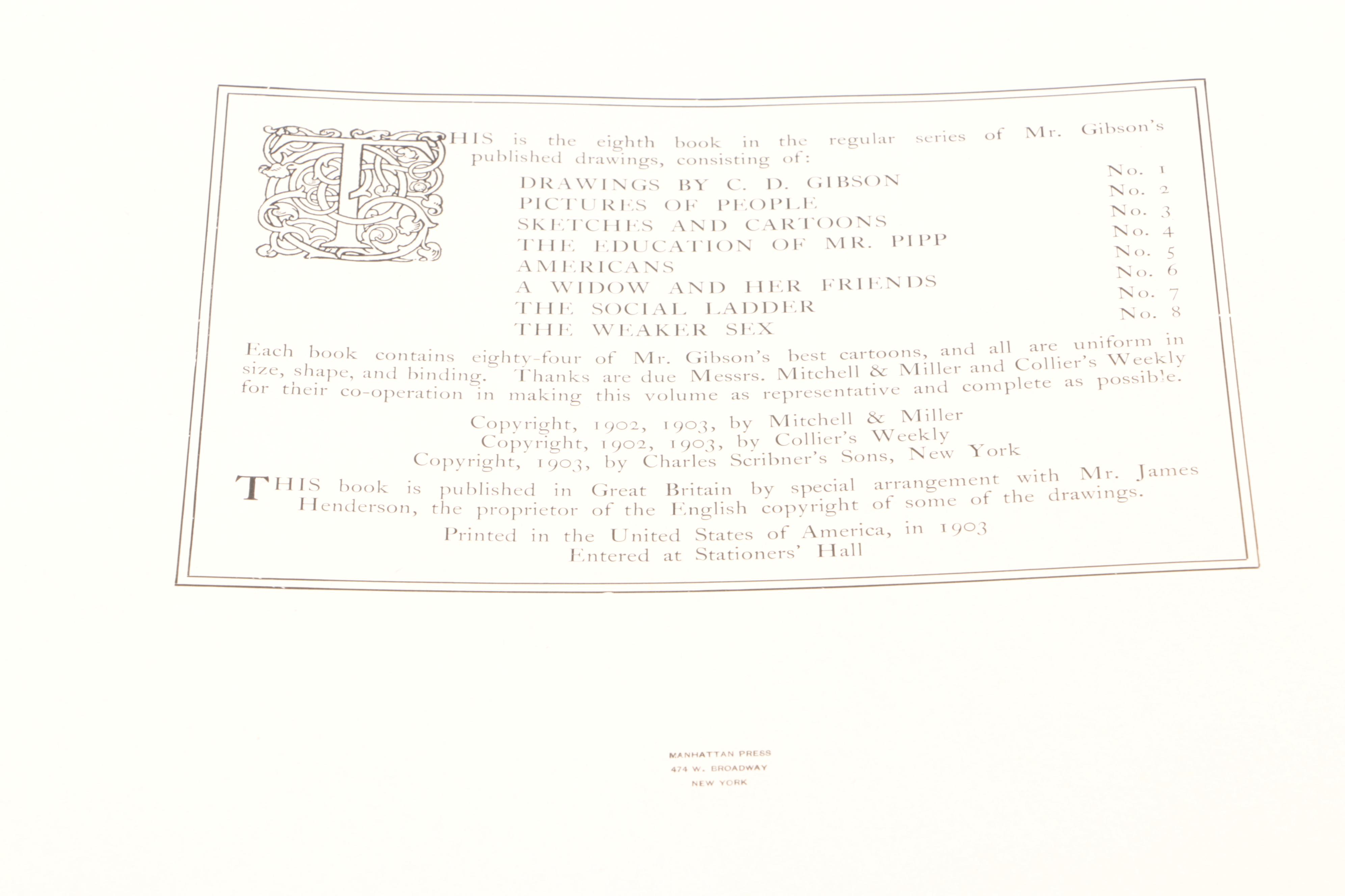 First Edition "Eighty Drawings Including the Weaker Sex" by Charles Dana Gibson