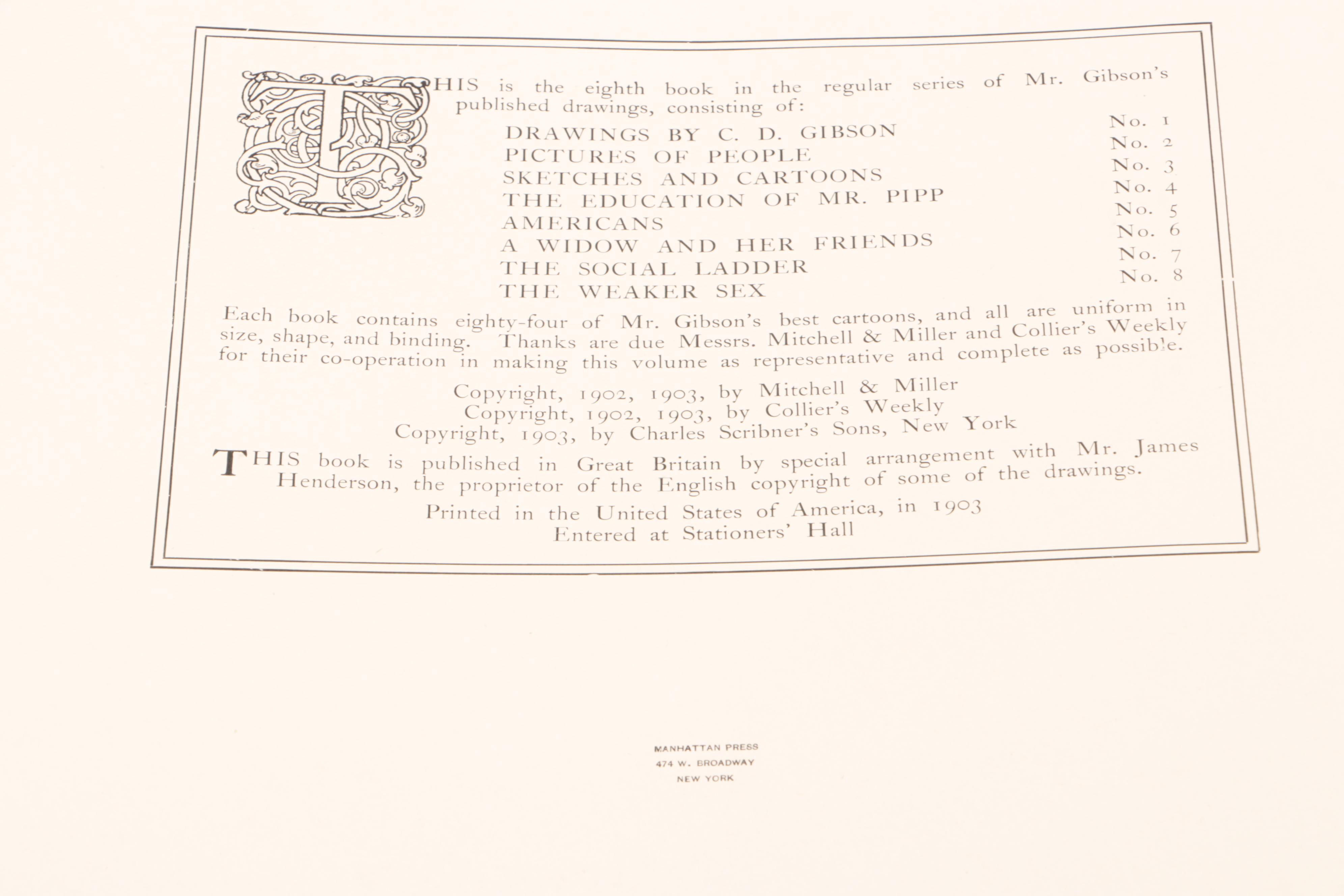 First Edition "Eighty Drawings Including the Weaker Sex" by Charles Dana Gibson