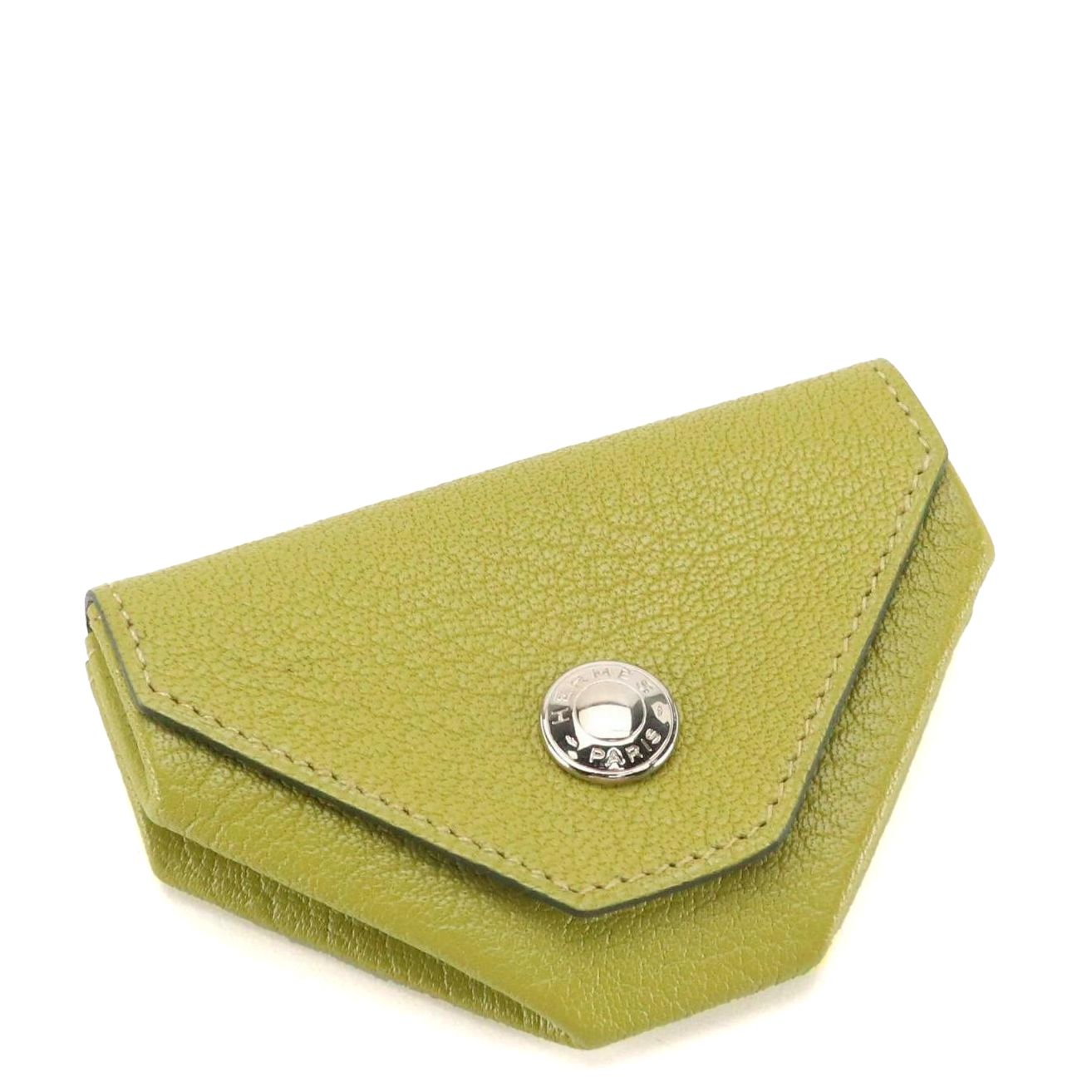 Hermès Le Van Quatre Green Chevre Mysore Leather Coin Pouch in Box
