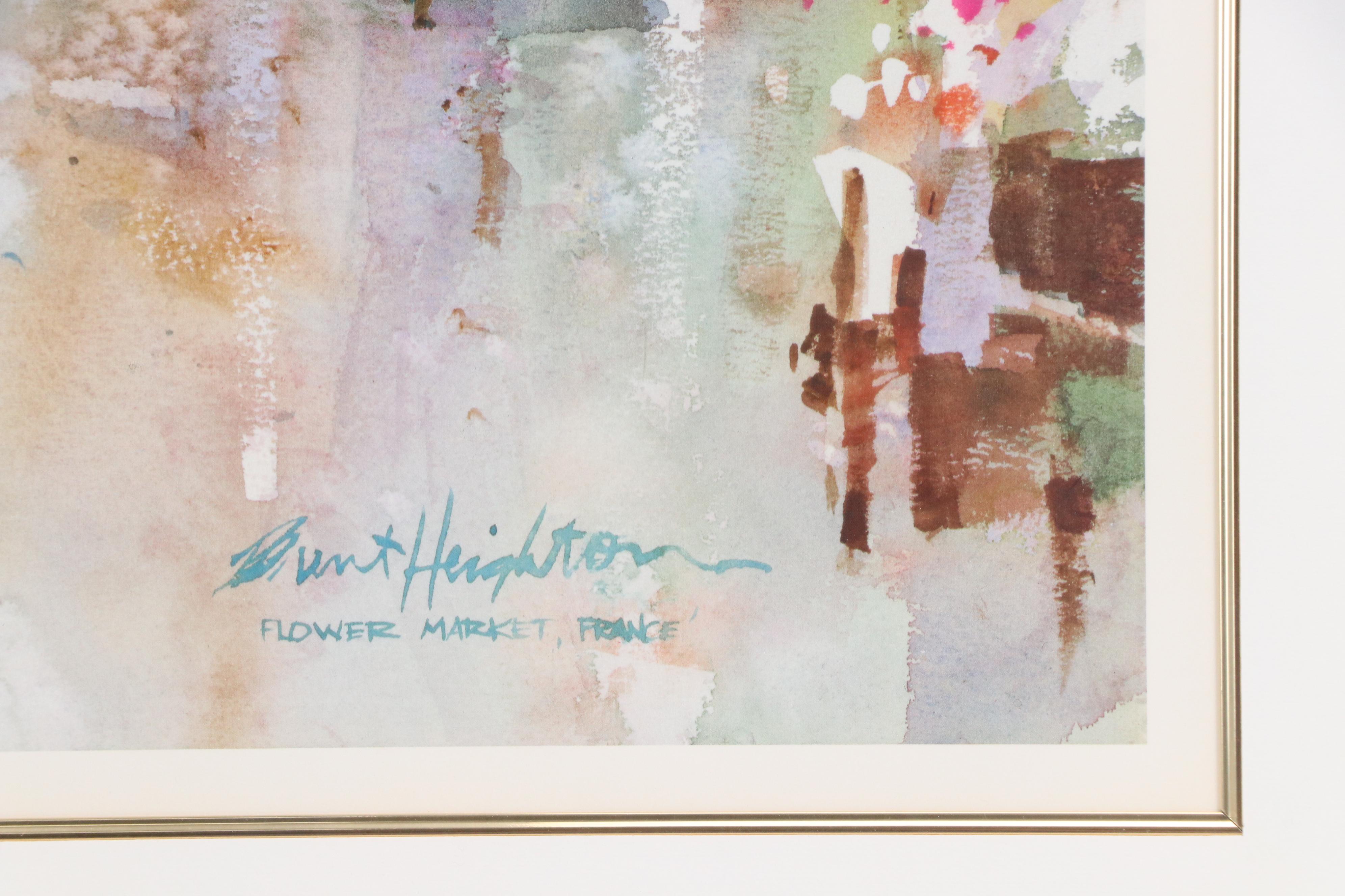 After Brent Heighton Offset Lithograph "Flower Market, France"