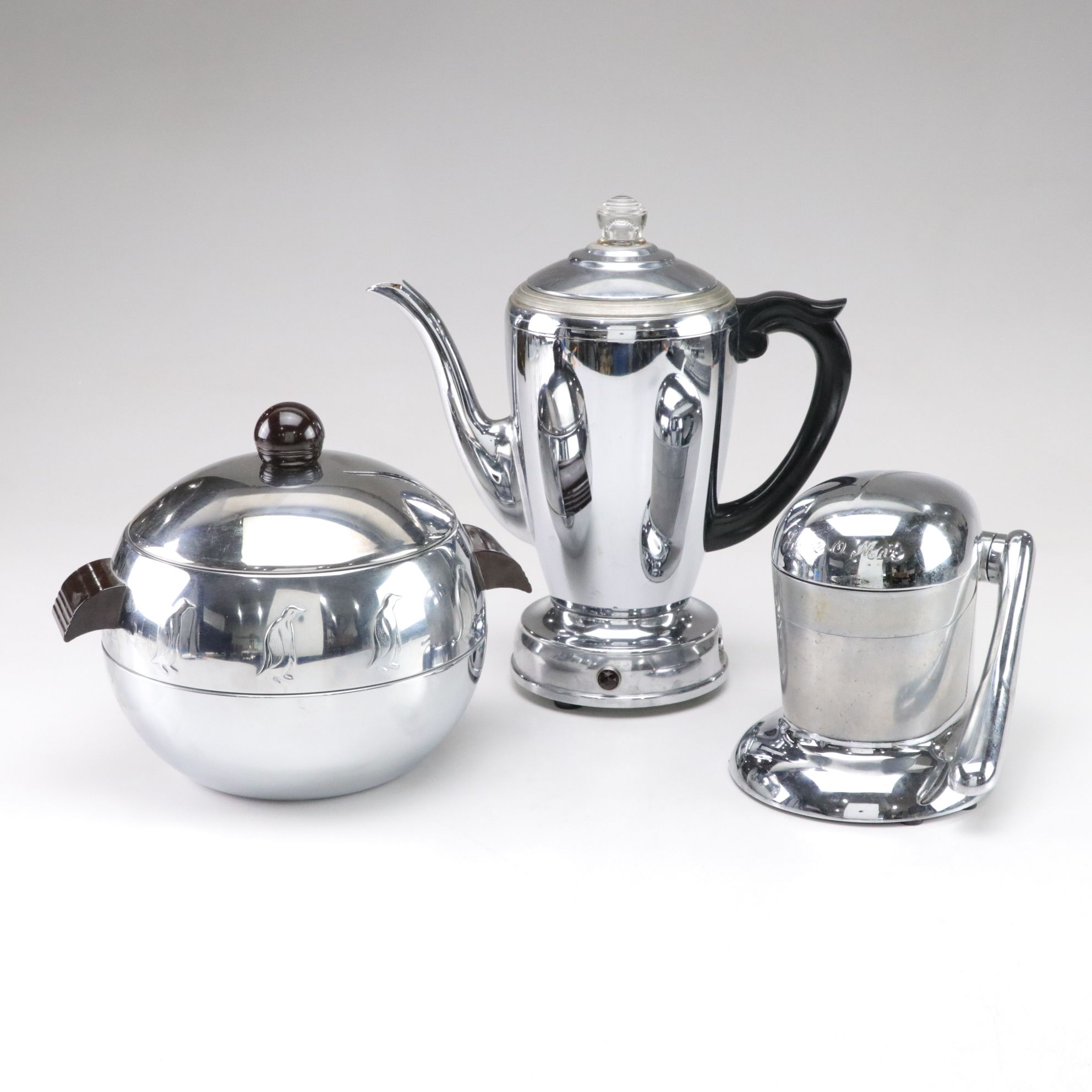 West Bend "Penguin" Hot & Cold Server with Other Chrome Appliances