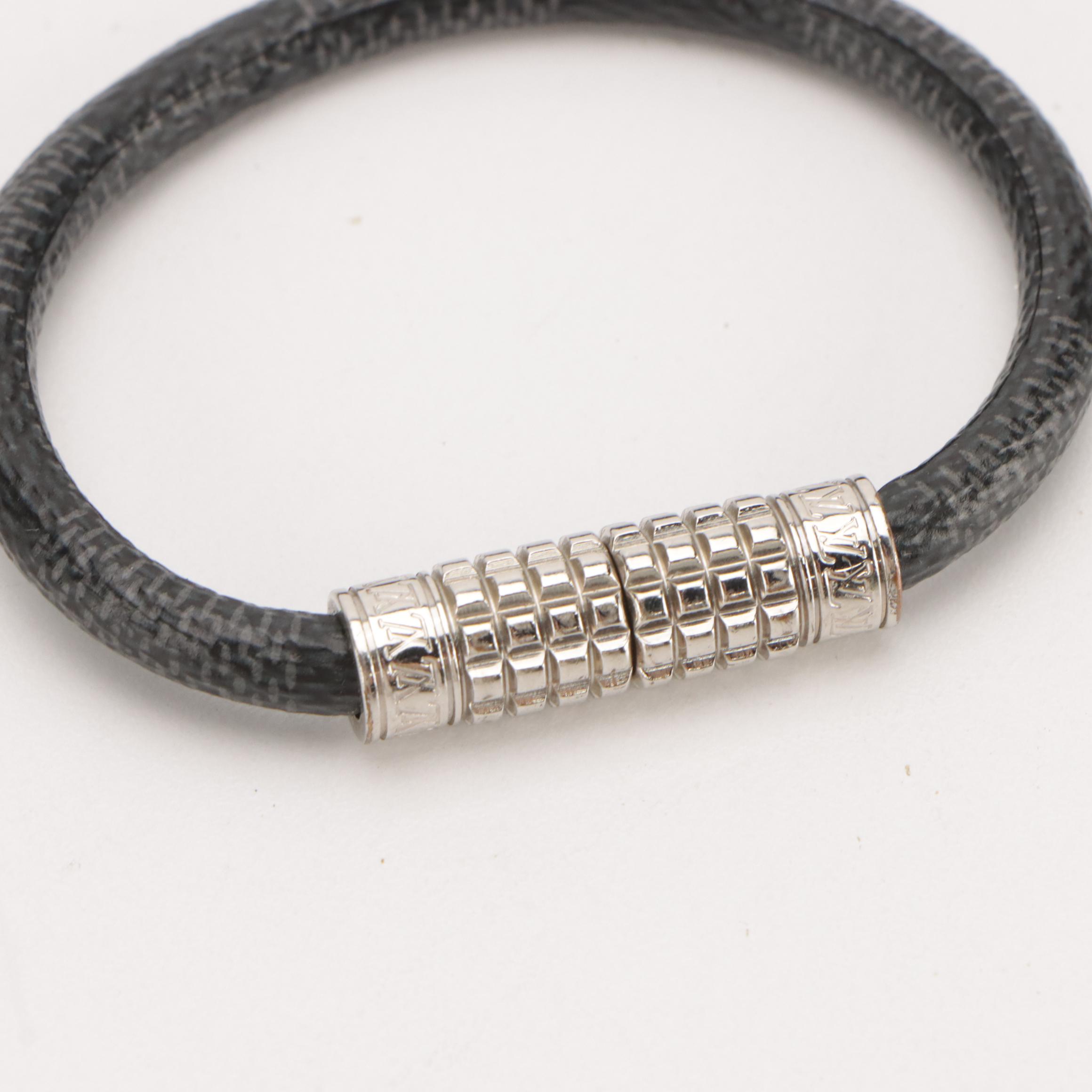 Louis Vuitton "Keep It" Bracelet in Damier Graphite Canvas, With Box
