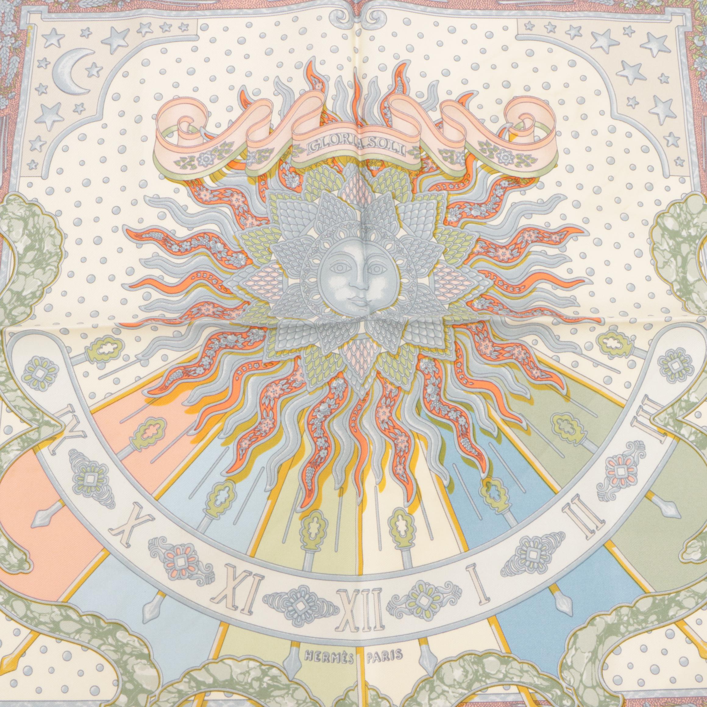 Hermès "Gloria Soli" Silk Twill Petit Carre Scarf 45