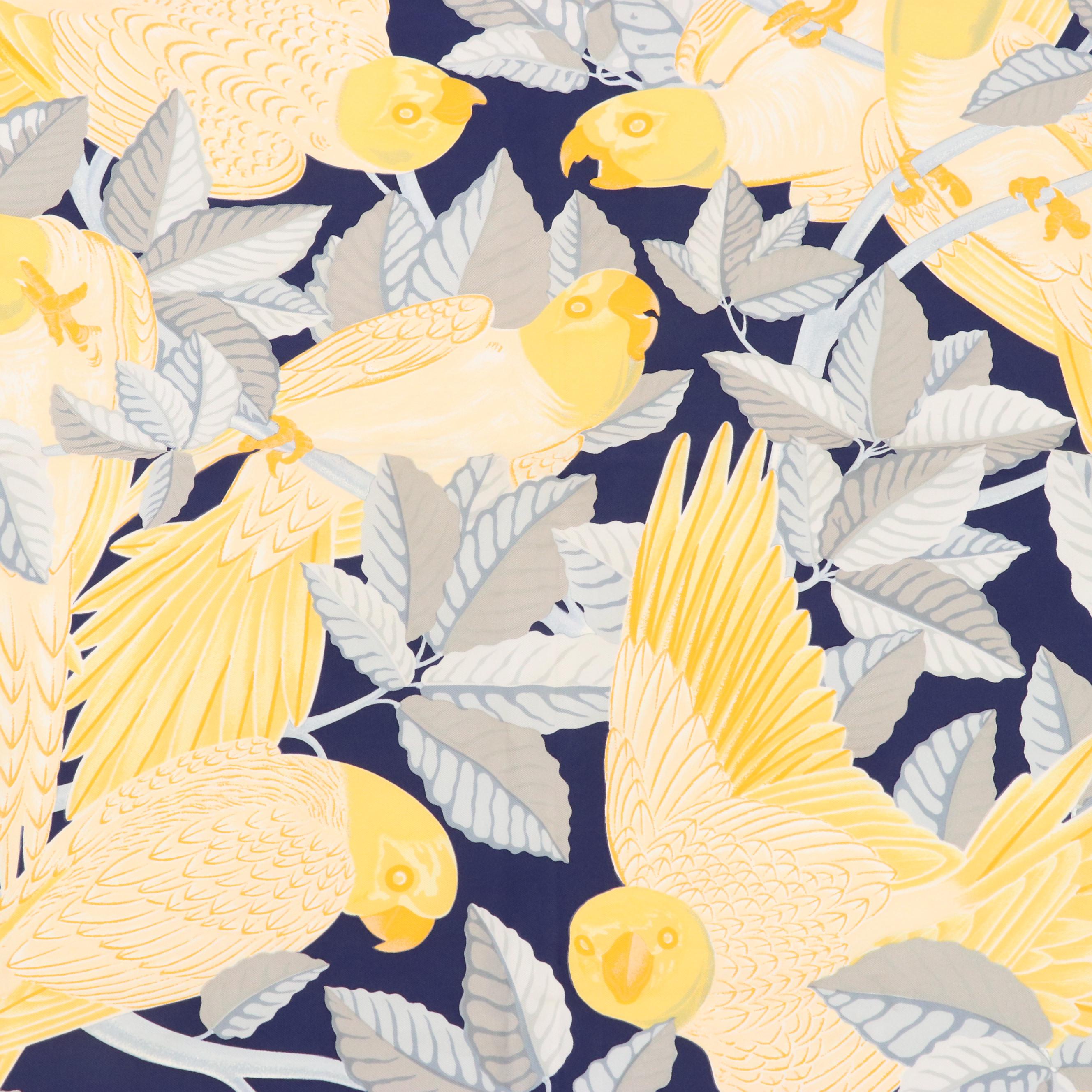 Hermès "Les Perroquets" Silk Twill Scarf 90