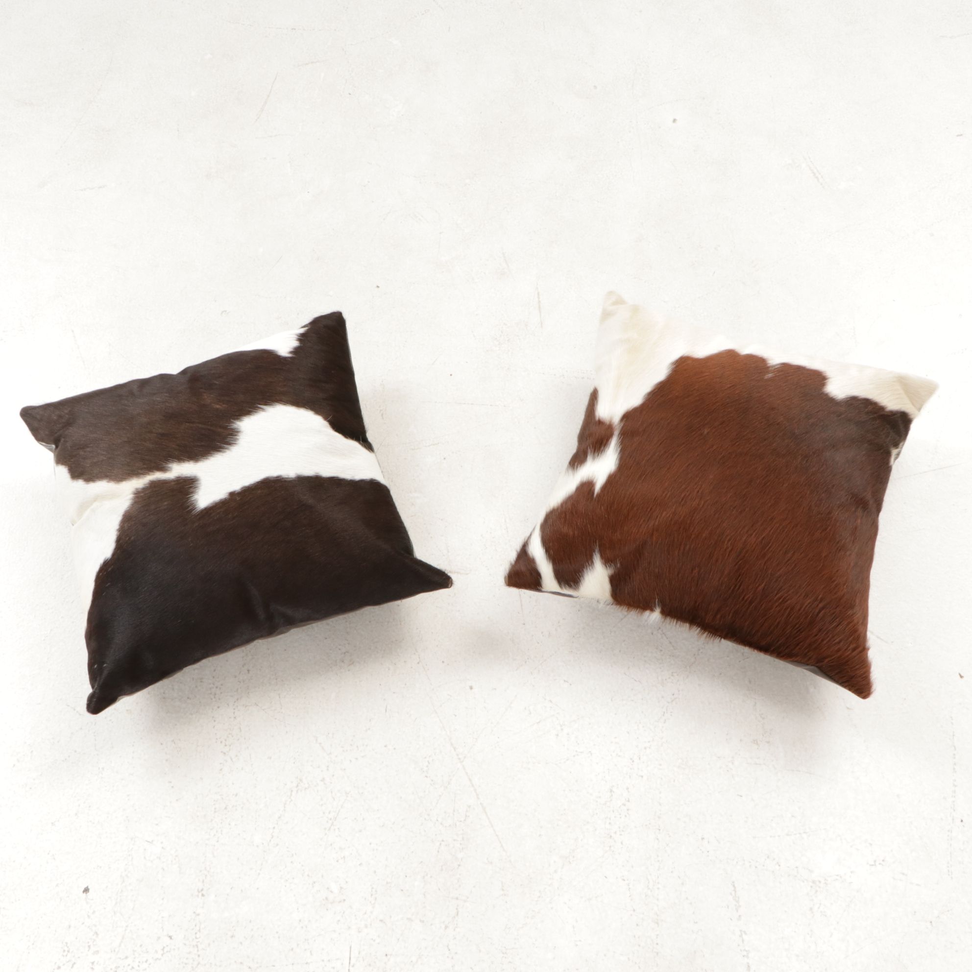 5'8 x 6'4 Natural Cow Hide Area Rug and Throw Pillows