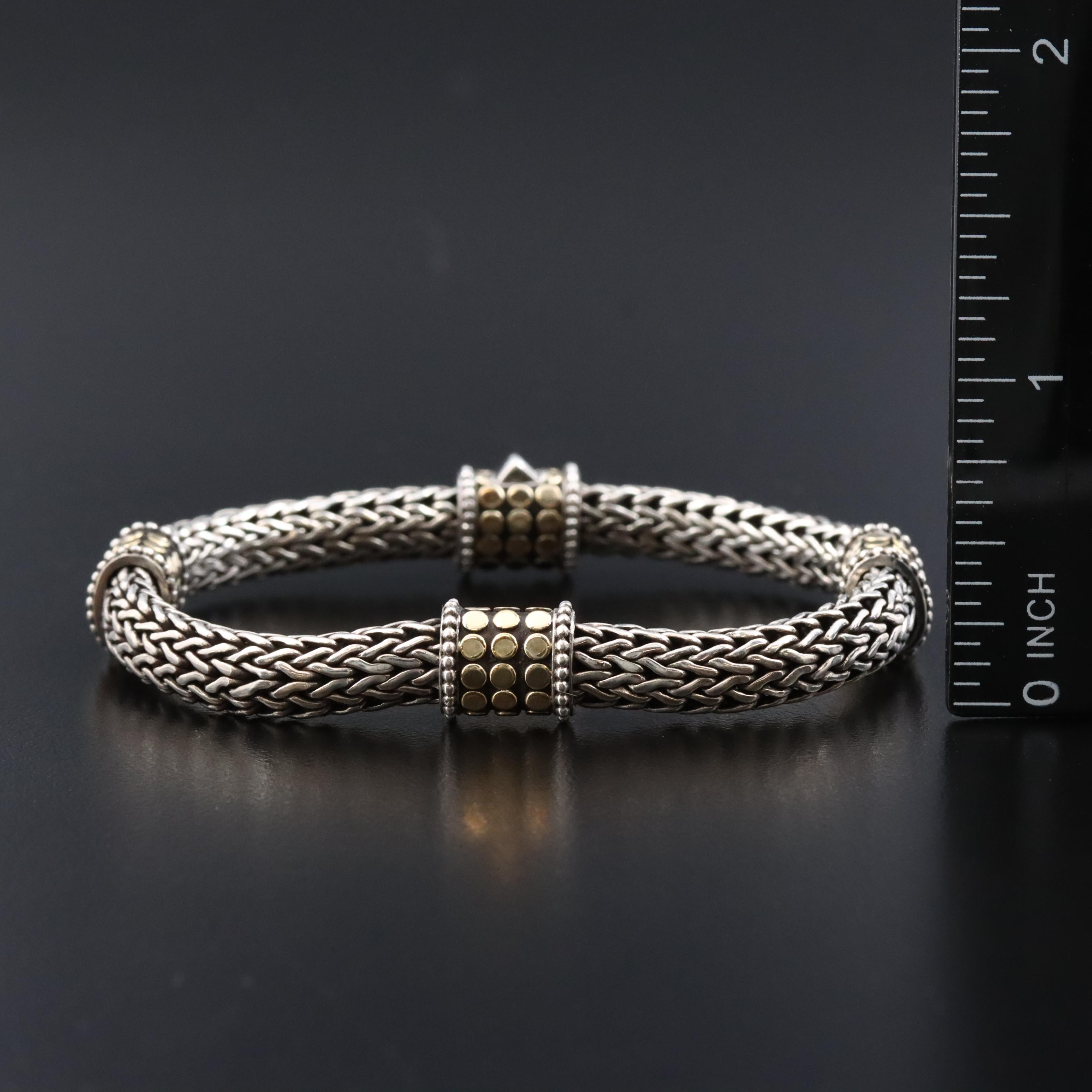 John Hardy Dot Sterling Classic Chain Station Bracelet with 18K Accents