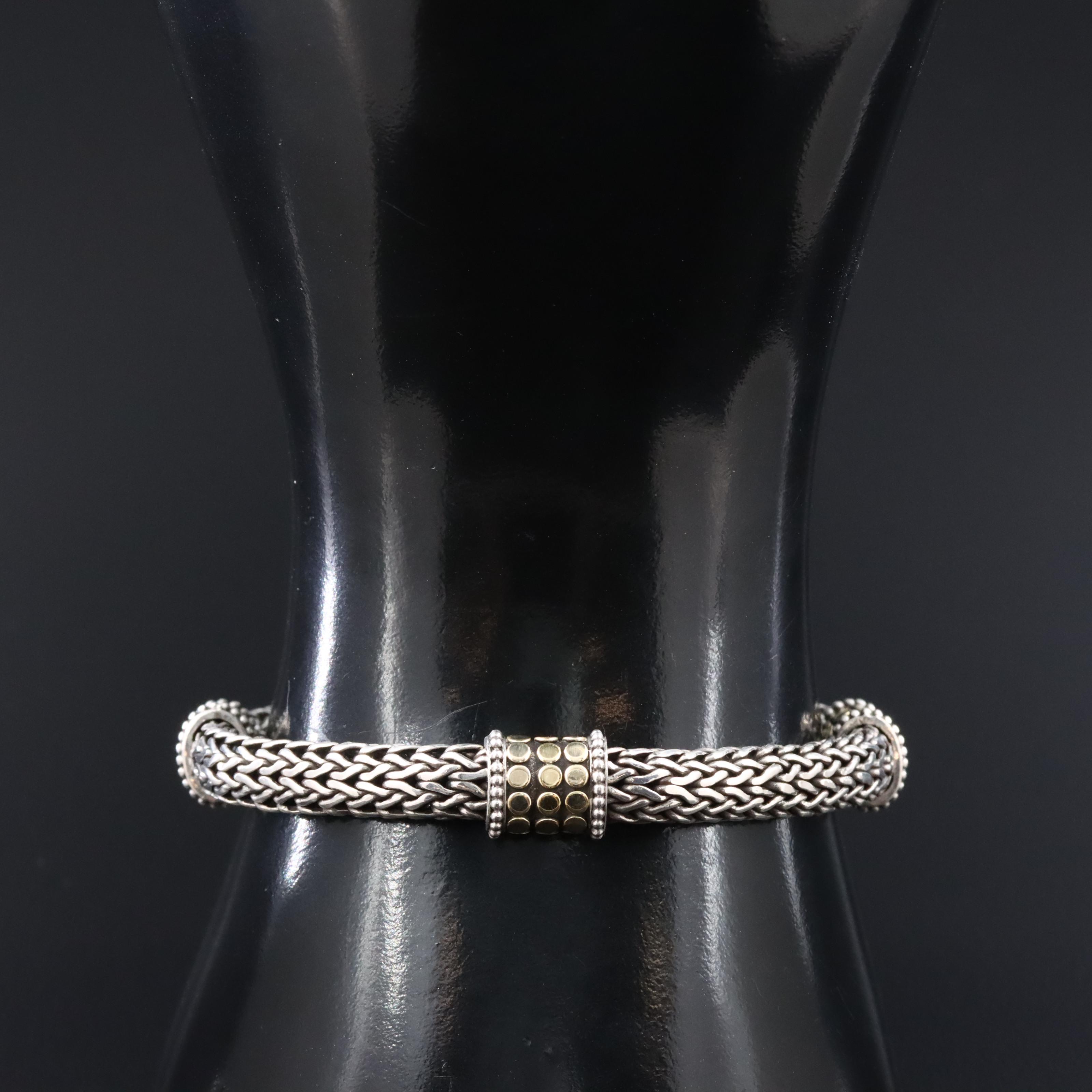 John Hardy Dot Sterling Classic Chain Station Bracelet with 18K Accents