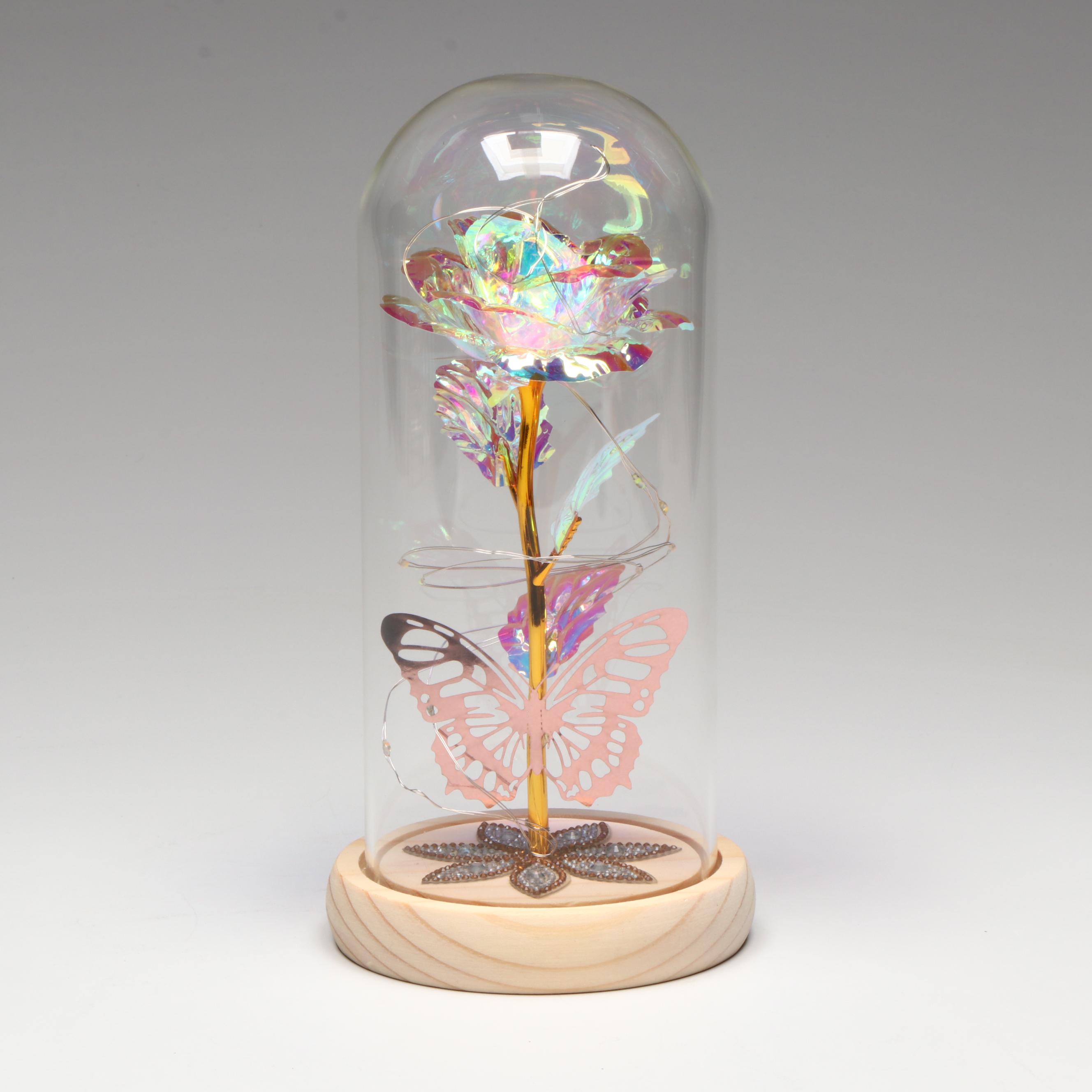 "Love Forever" Pink Illuminated Butterfly Rose