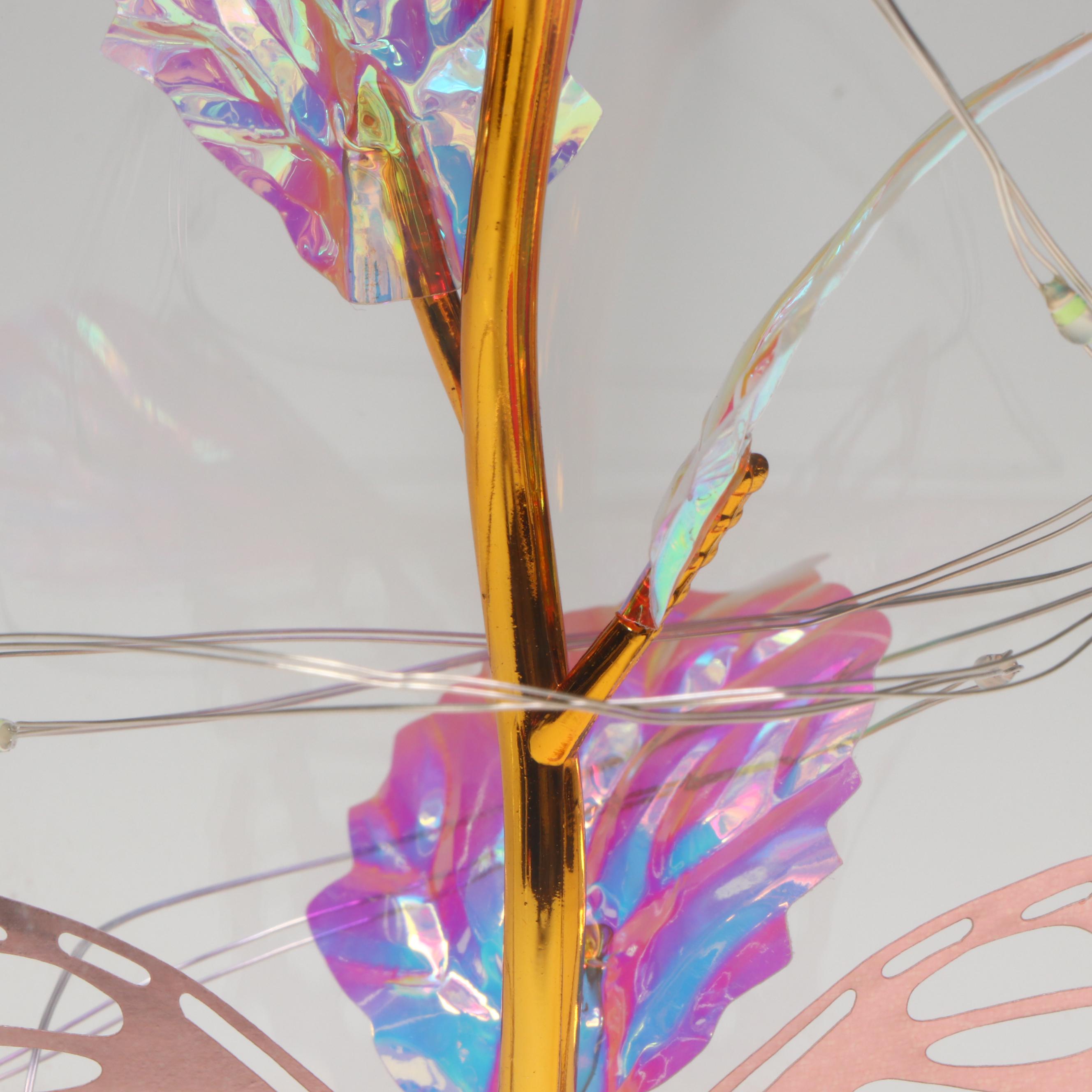 "Love Forever" Pink Illuminated Butterfly Rose