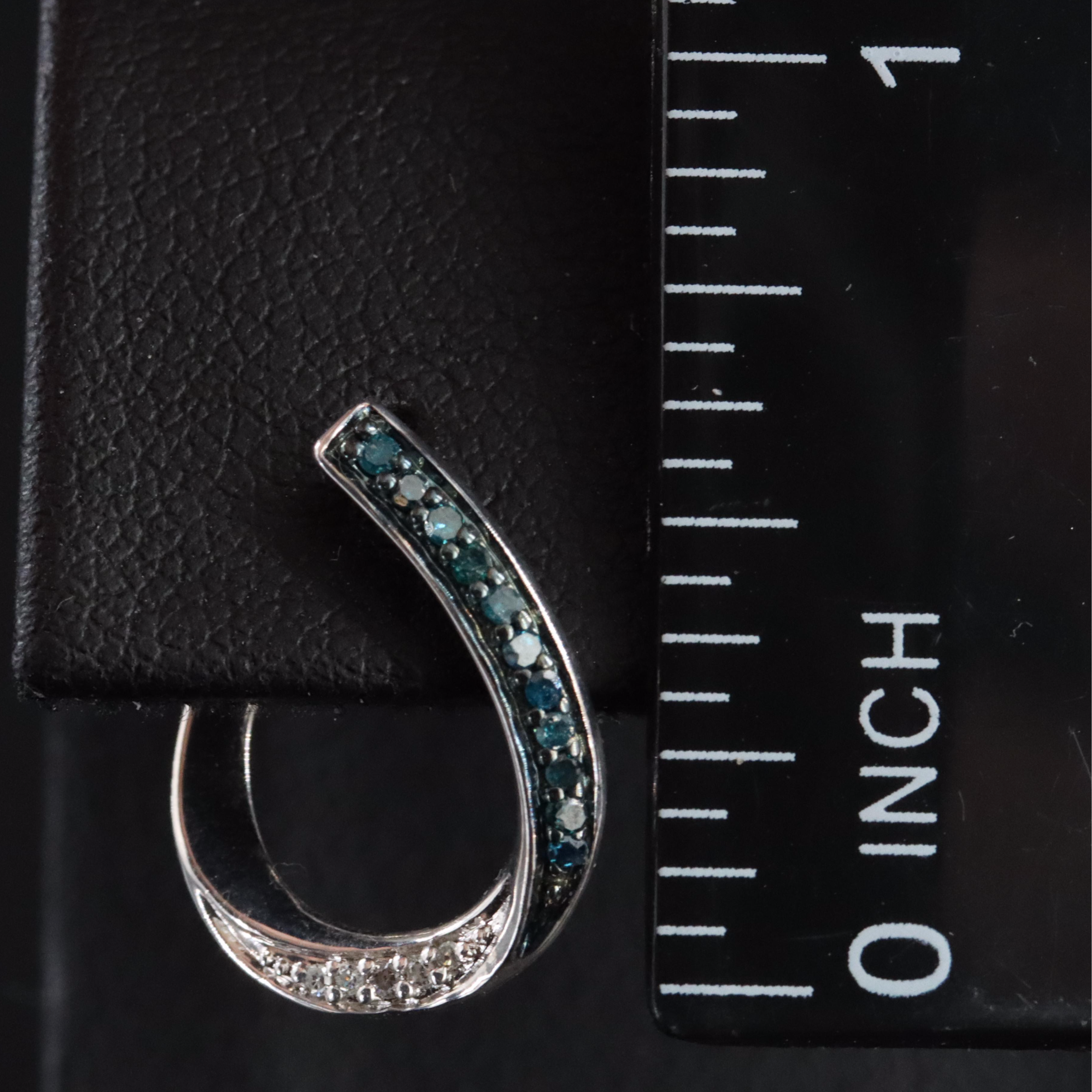 Sterling and Diamond Contoured Hoop Earrings Including Fancy Blue Diamonds