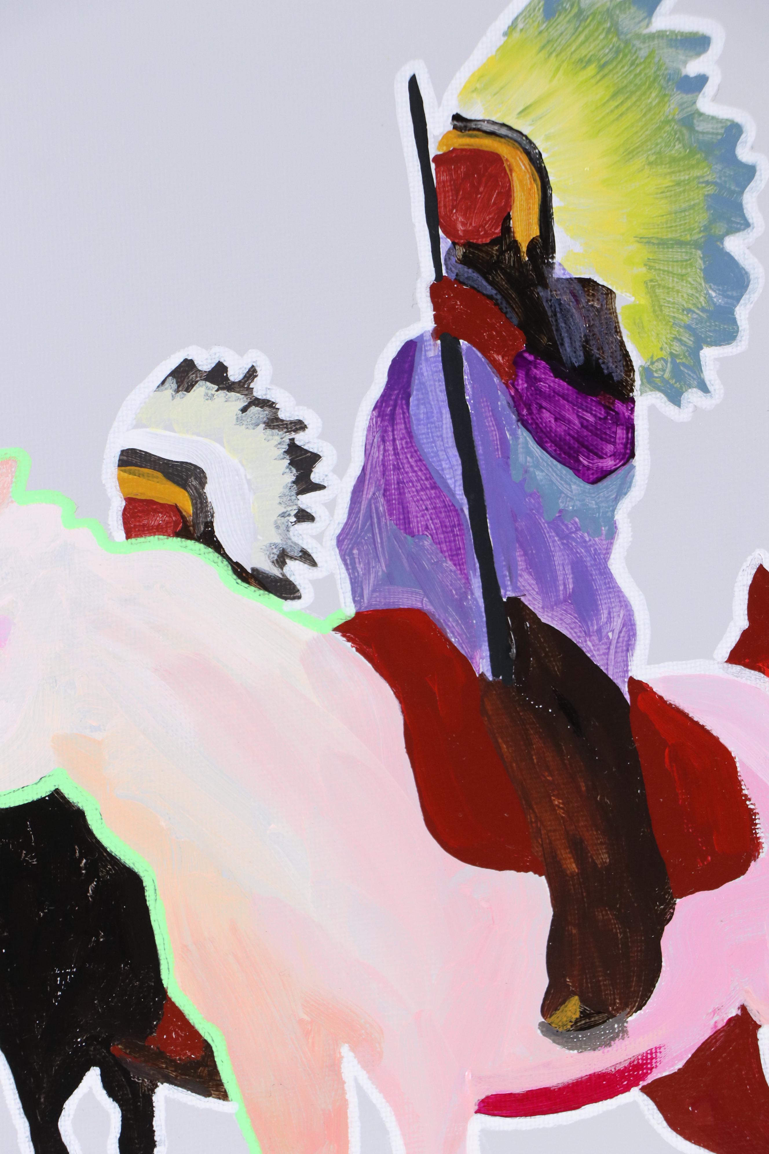 Joshua Ramsey Stylized Acrylic Painting of Native Americans "Ancestors #11"