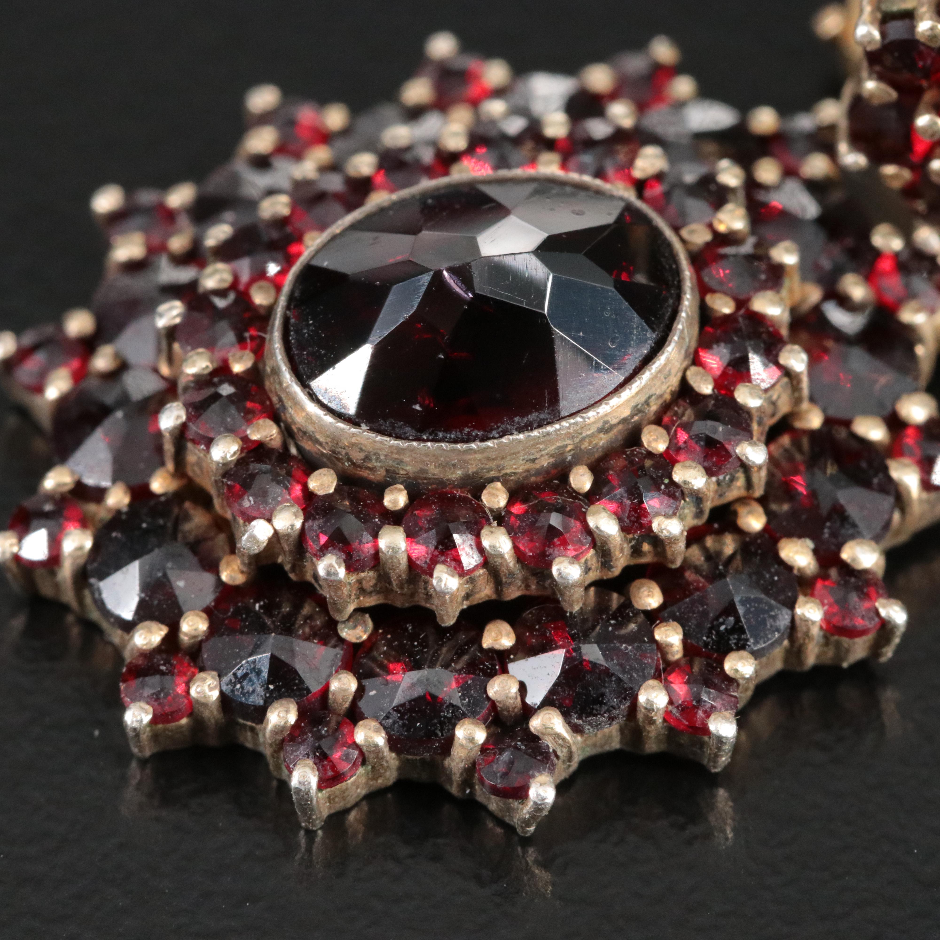 Vintage Garnet Earrings and Convertible Brooch