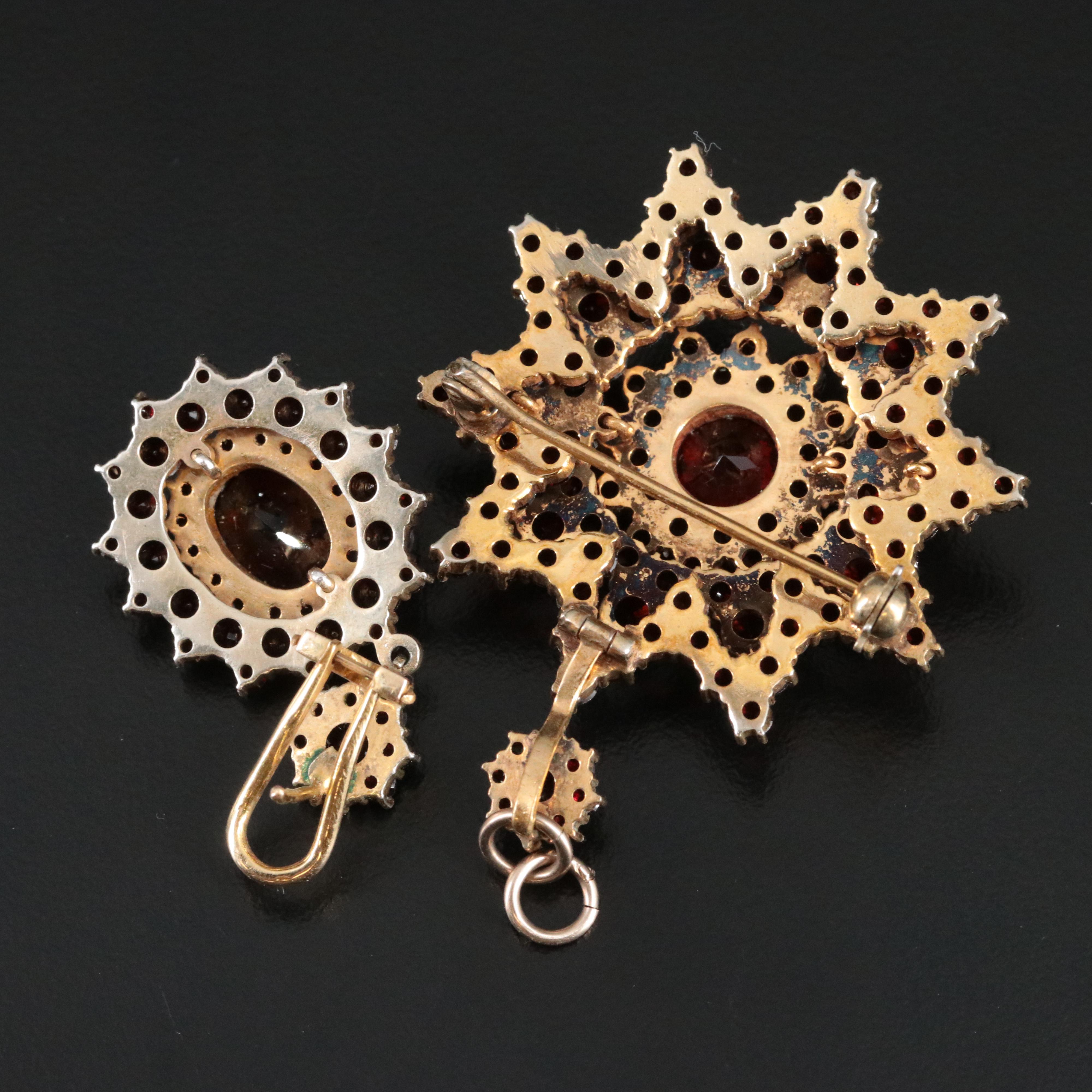 Vintage Garnet Earrings and Convertible Brooch