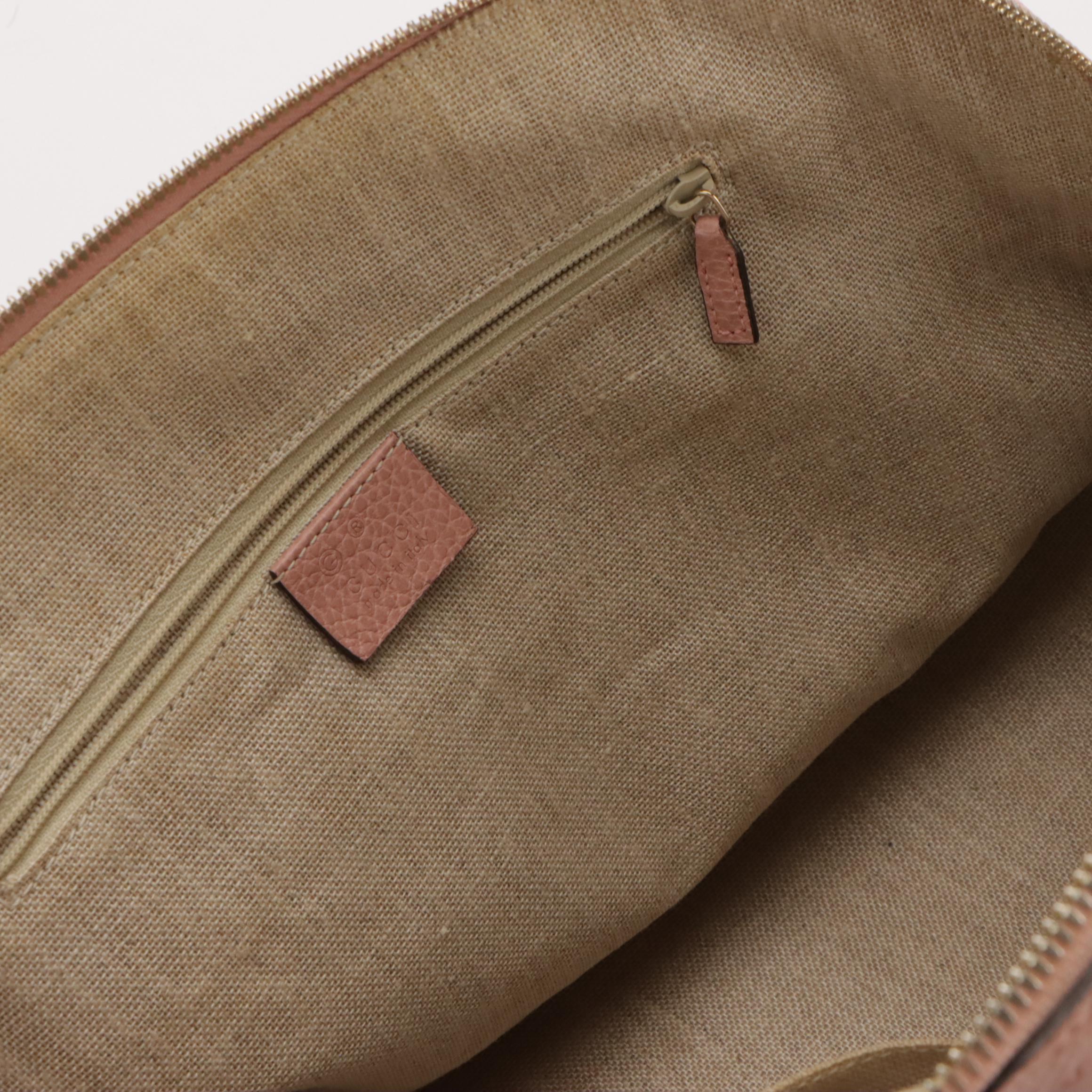 Gucci Domed Zip-Around Two Way Bag in Blush Pink Grained Calfskin Leather