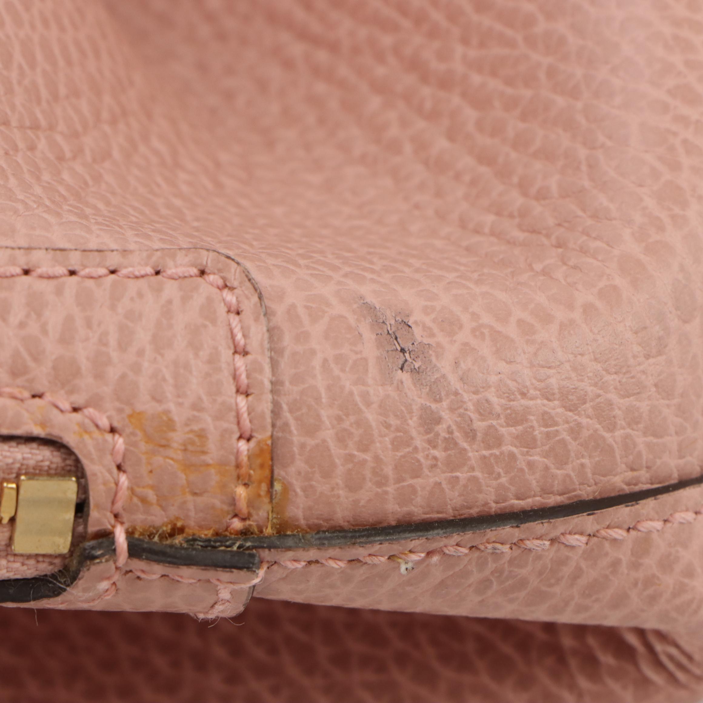 Gucci Domed Zip-Around Two Way Bag in Blush Pink Grained Calfskin Leather