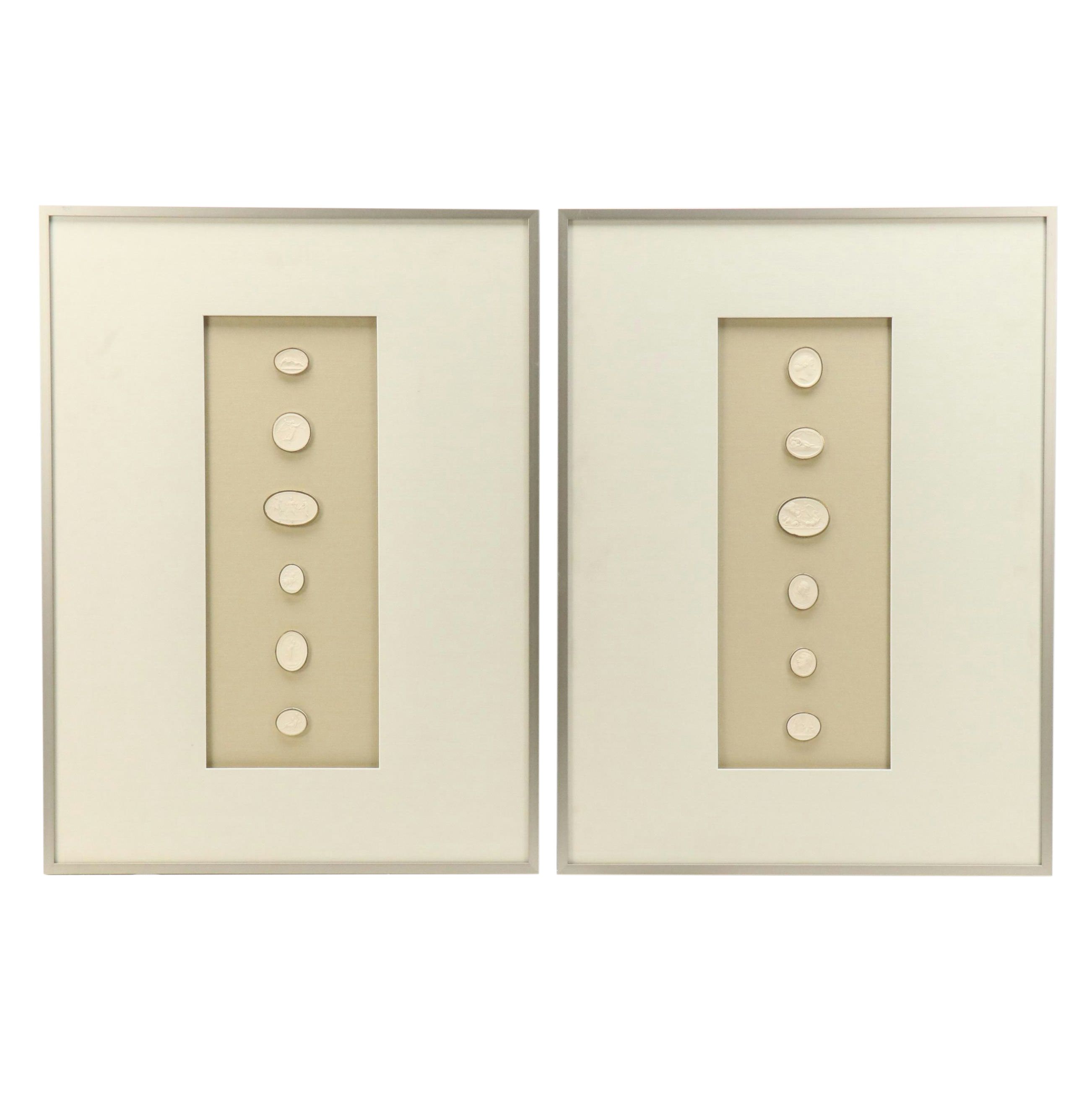 Grand Tour Gilded Wax Intaglio Medallion Collection, 19th Century