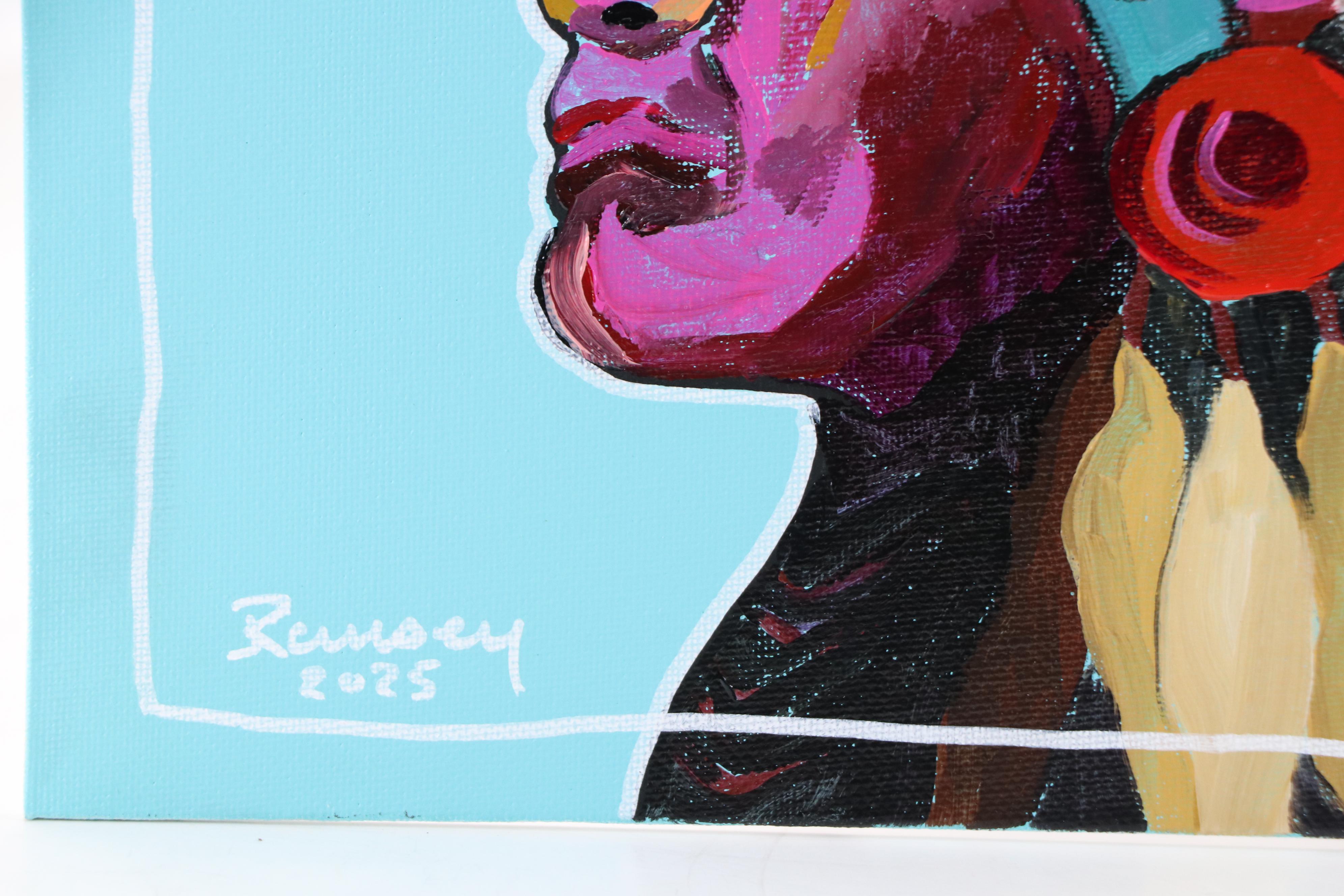 Joshua Ramsey Stylized Acrylic Painting of a Native American "Ancestors #9"