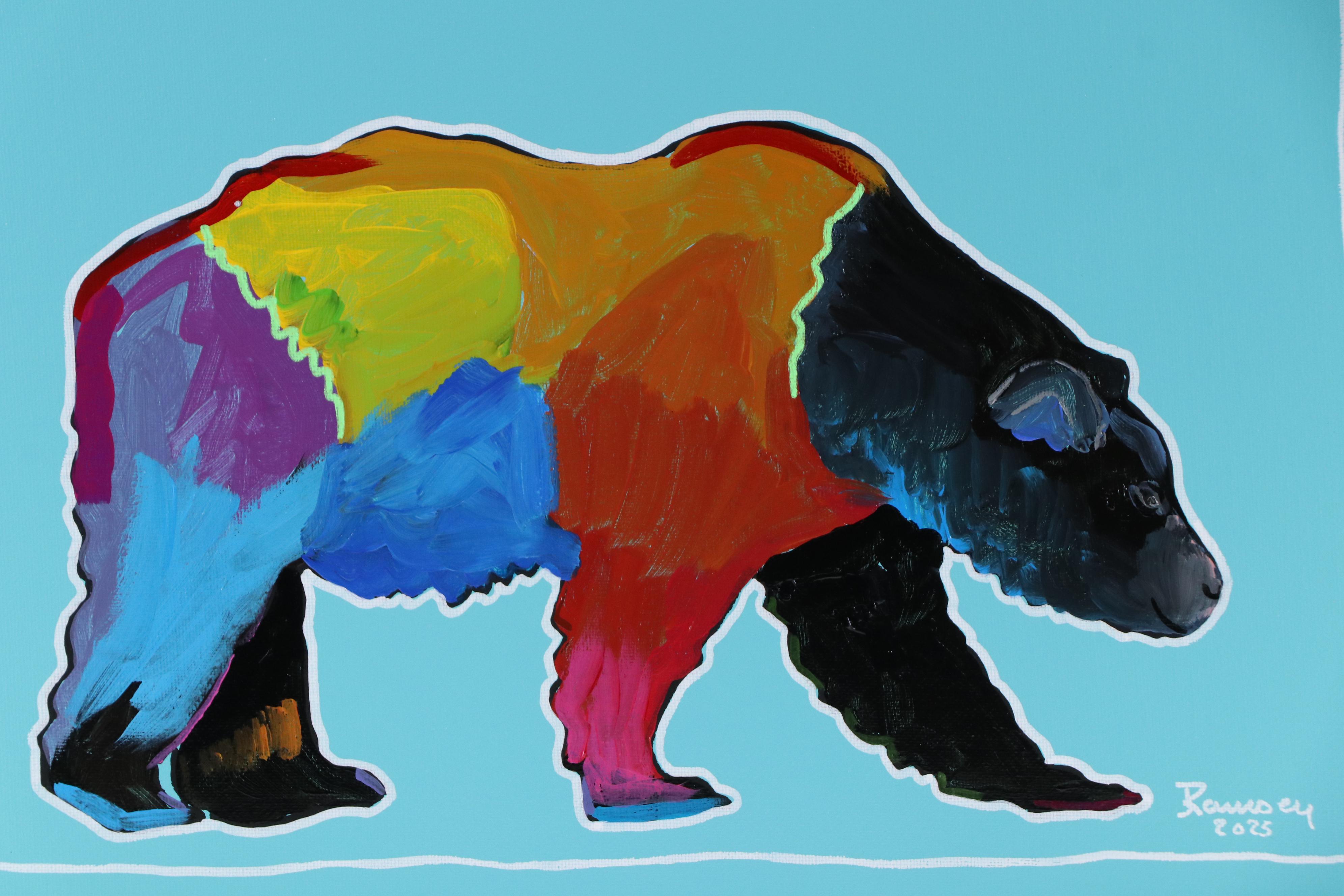 Joshua Ramsey Stylized Acrylic Painting of a Bear "Grizzly I," 2025