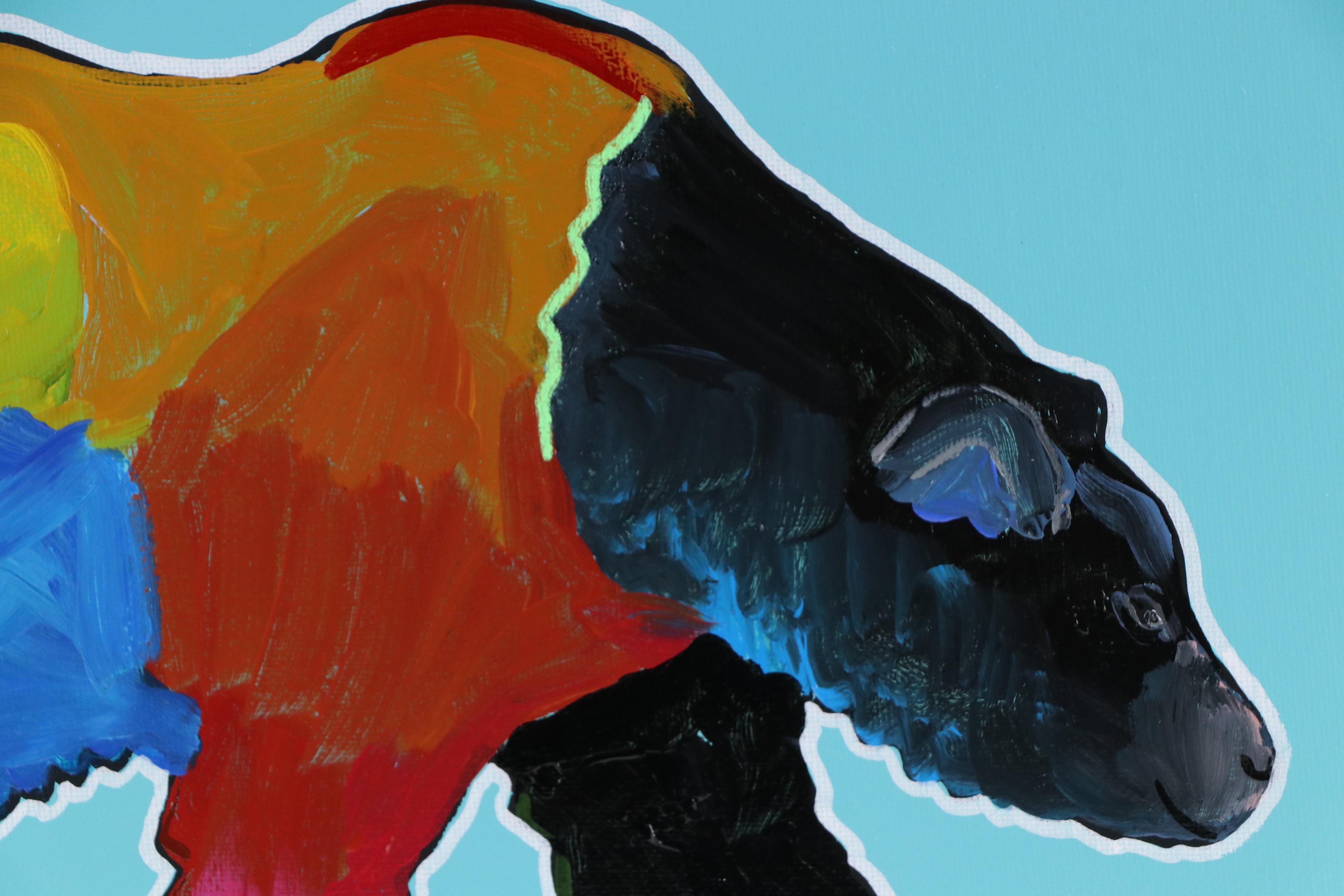 Joshua Ramsey Stylized Acrylic Painting of a Bear "Grizzly I," 2025