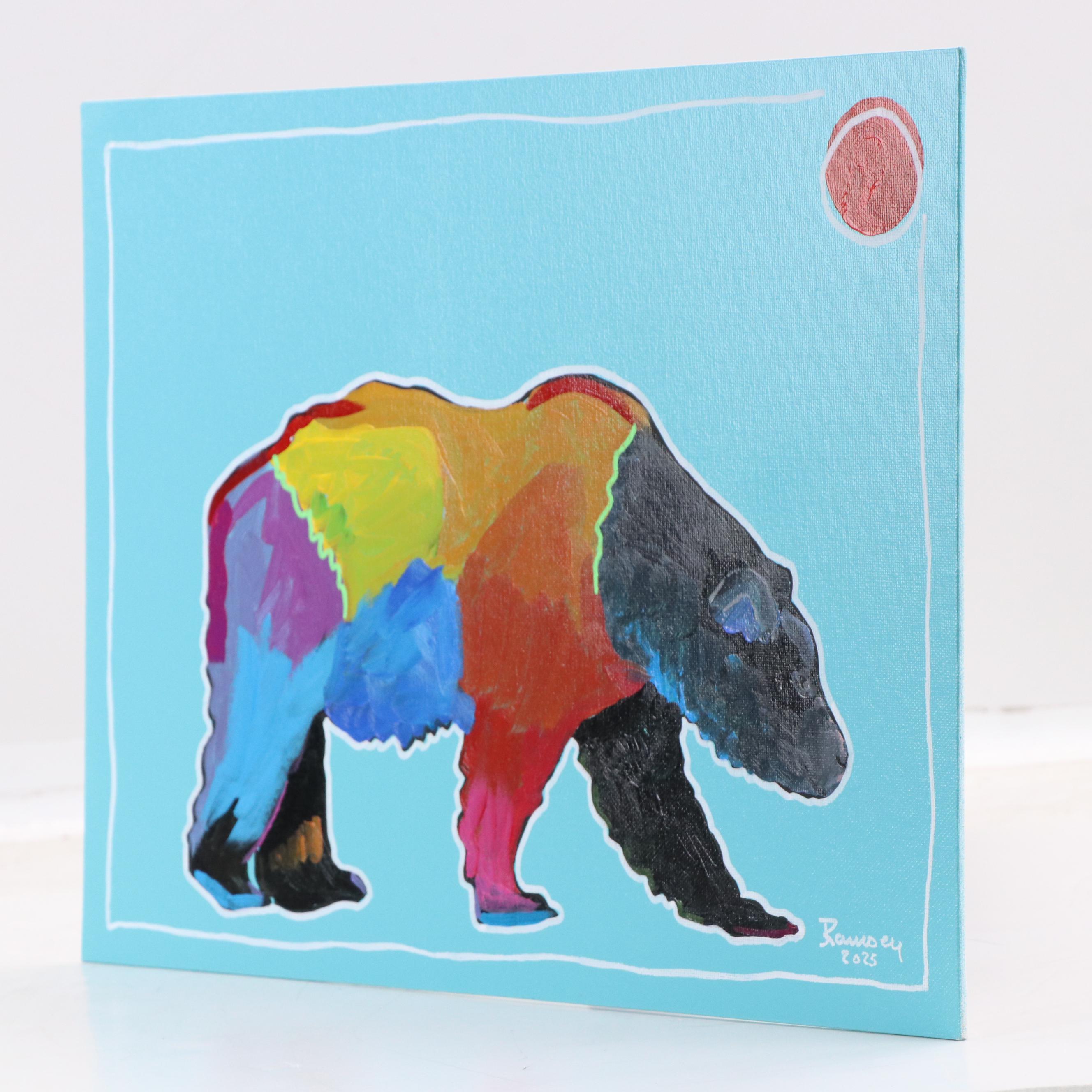 Joshua Ramsey Stylized Acrylic Painting of a Bear "Grizzly I," 2025