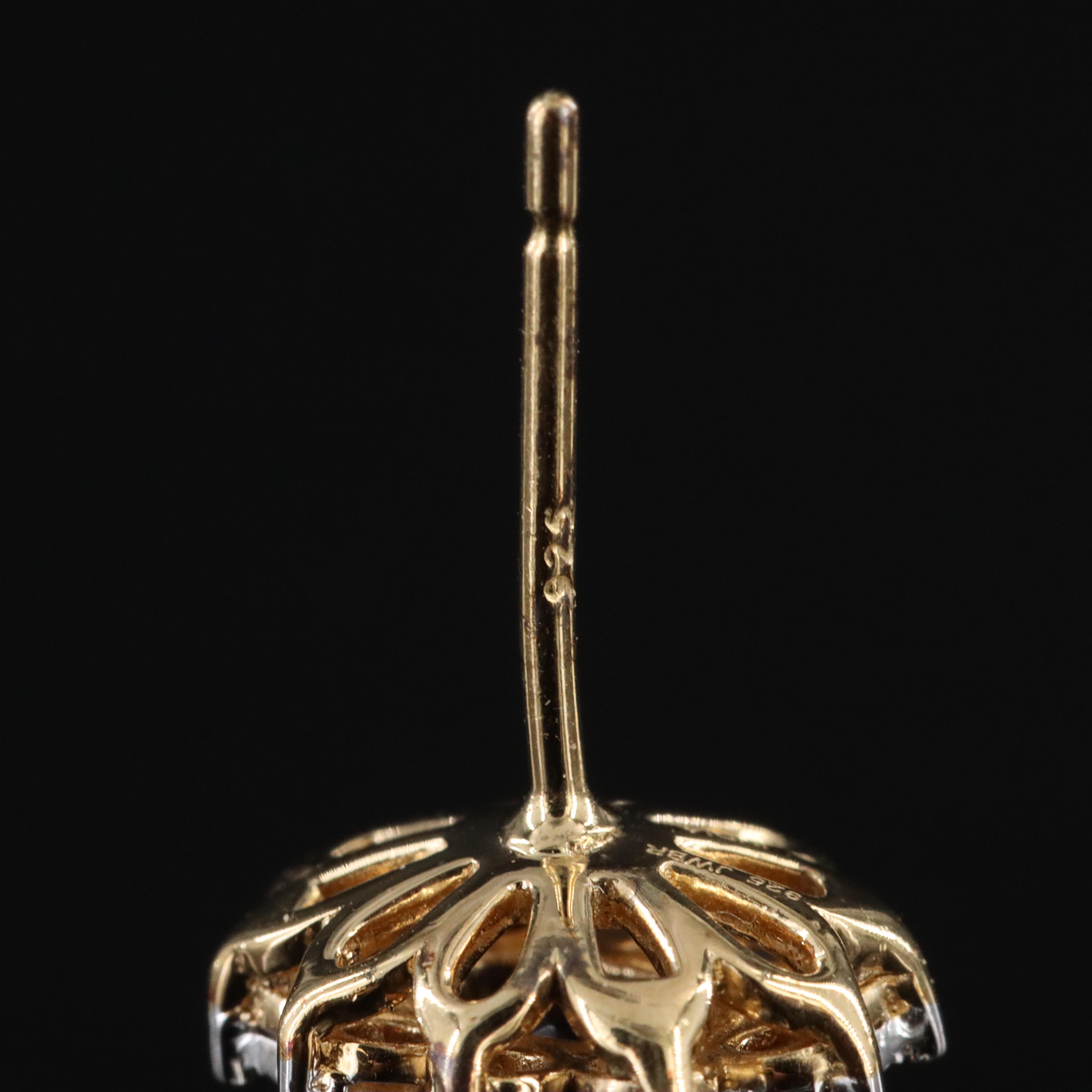 Sterling Sapphire and Diamond Earrings in Gold Tone