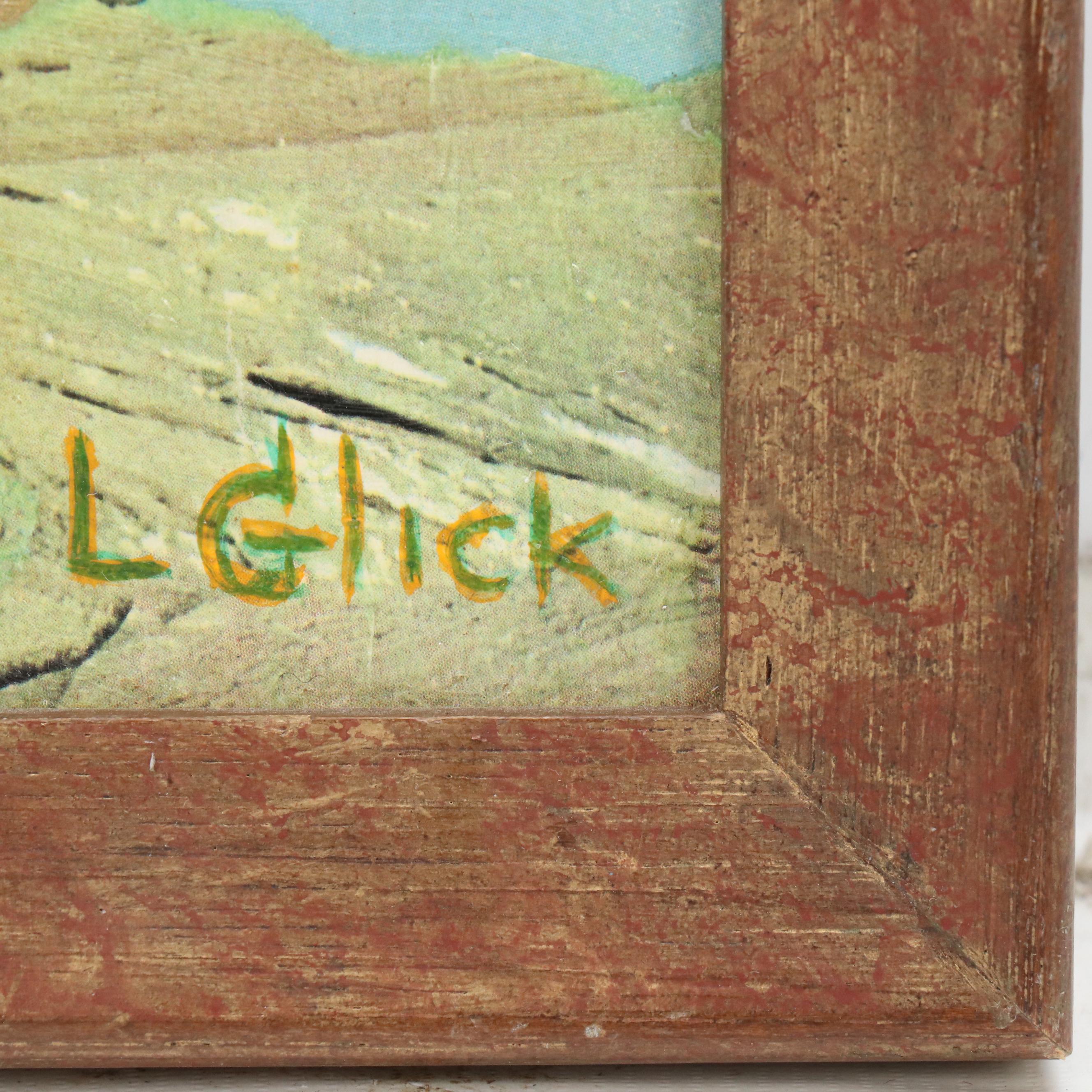 L. Glick Stylized Paper Collage of Sunset Over Beach, Late 20th–21st Century